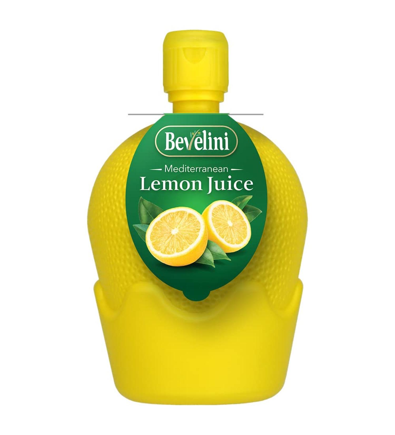 Bevelini Mediterranean 100% Pure Lemon Juice Squeezy Bottle 200ml (Pack of 12). Cute Bottle. Perfect for Tacos Drinks Sauces Salad Dressings