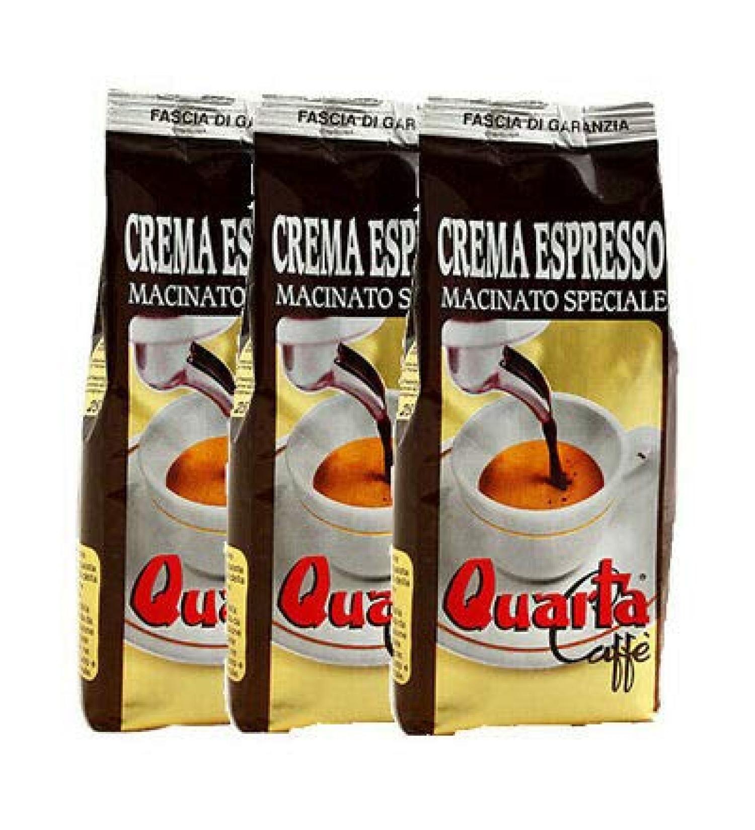 Quarta Caf m lange caf expresso moulu l'ar me doux et intense 250 g 3 sachets caf cr me comme au bar Fine blend of coffee processed in Salento Apulia Feine Kaffeemischung aus Salento