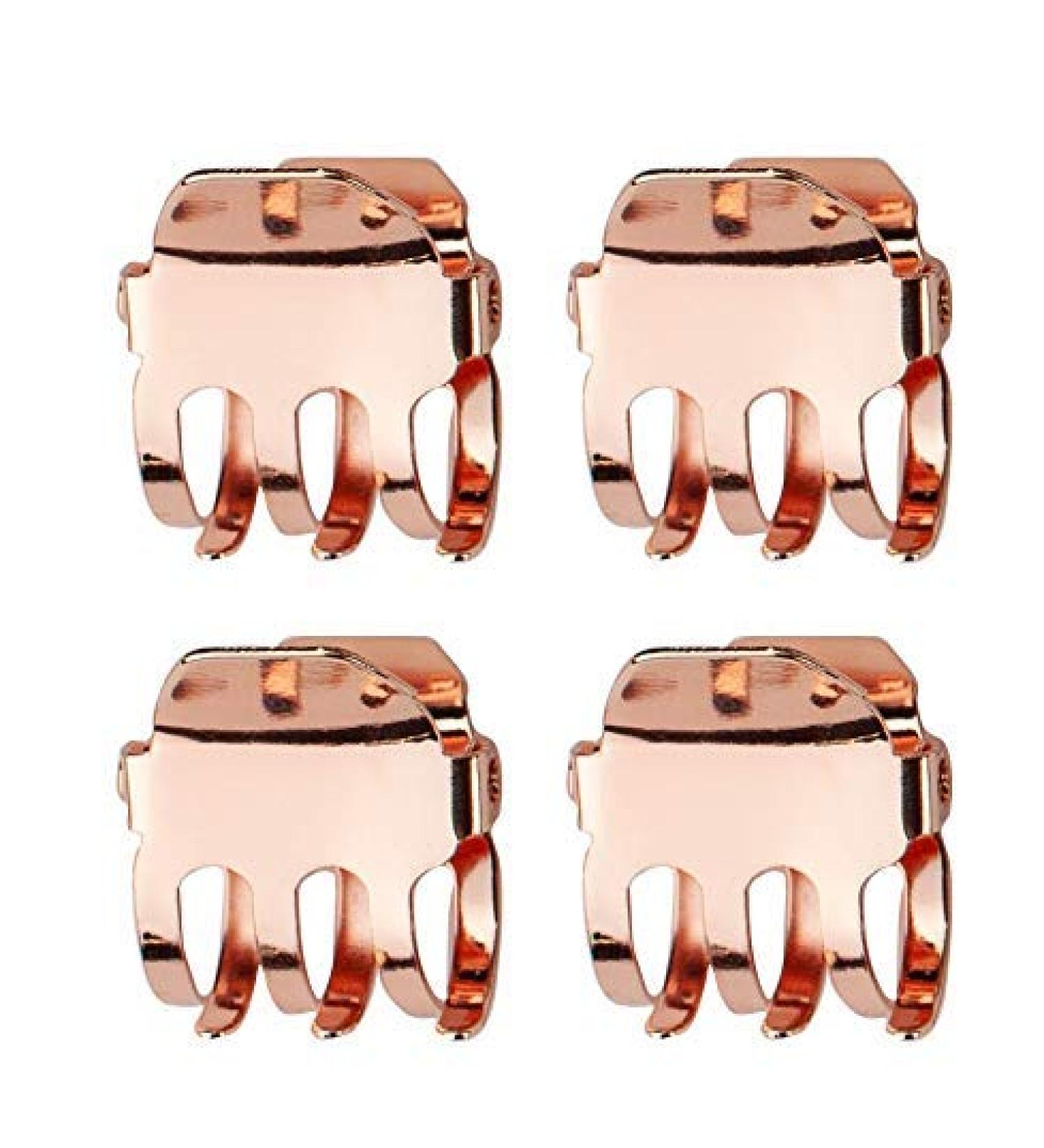 Kitsch Small Hair Clips for Women - Recycled Plastic Mini Claw Clips | Tiny Jaw Clip for Thin Hair - 4 Pcs Rose Gold - Buy Online on GoSupps.com