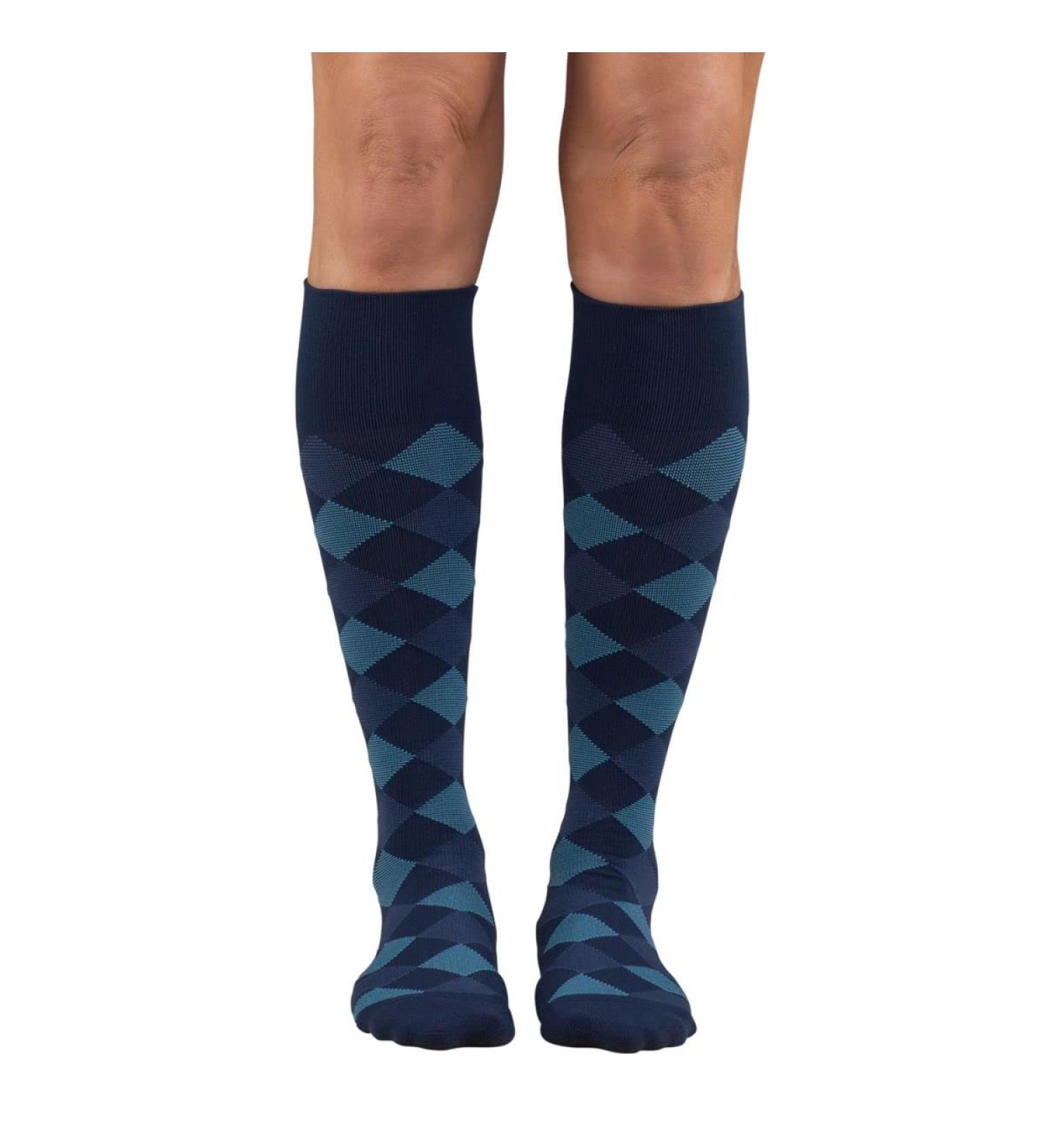Dr. Comfort Everyday Style Colormix Diamond 15-20 mmHg Unisex Compression Support Socks X-Large Blue