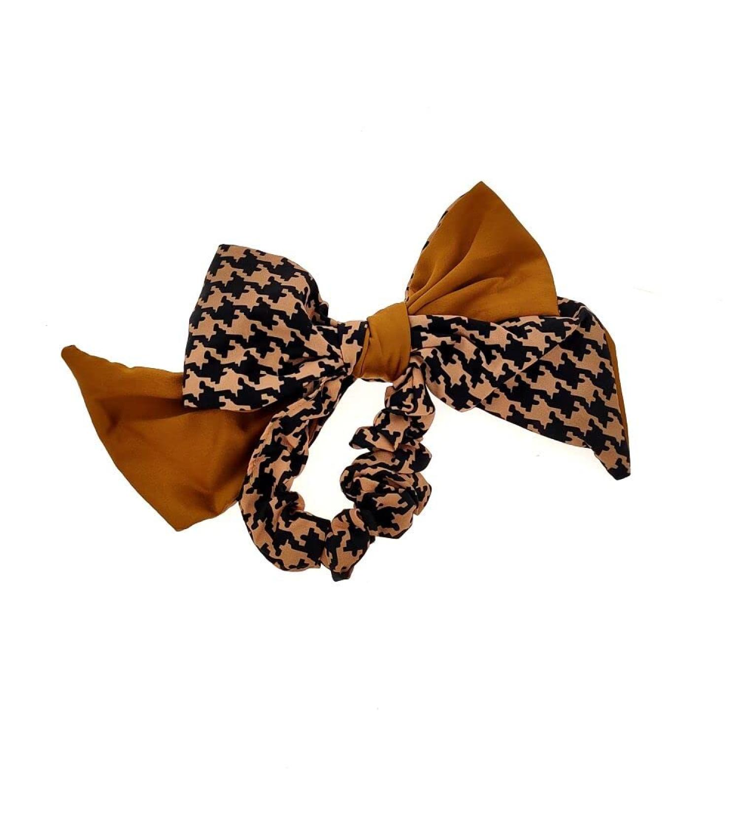 Araban Scrunchie Black Brown Bow