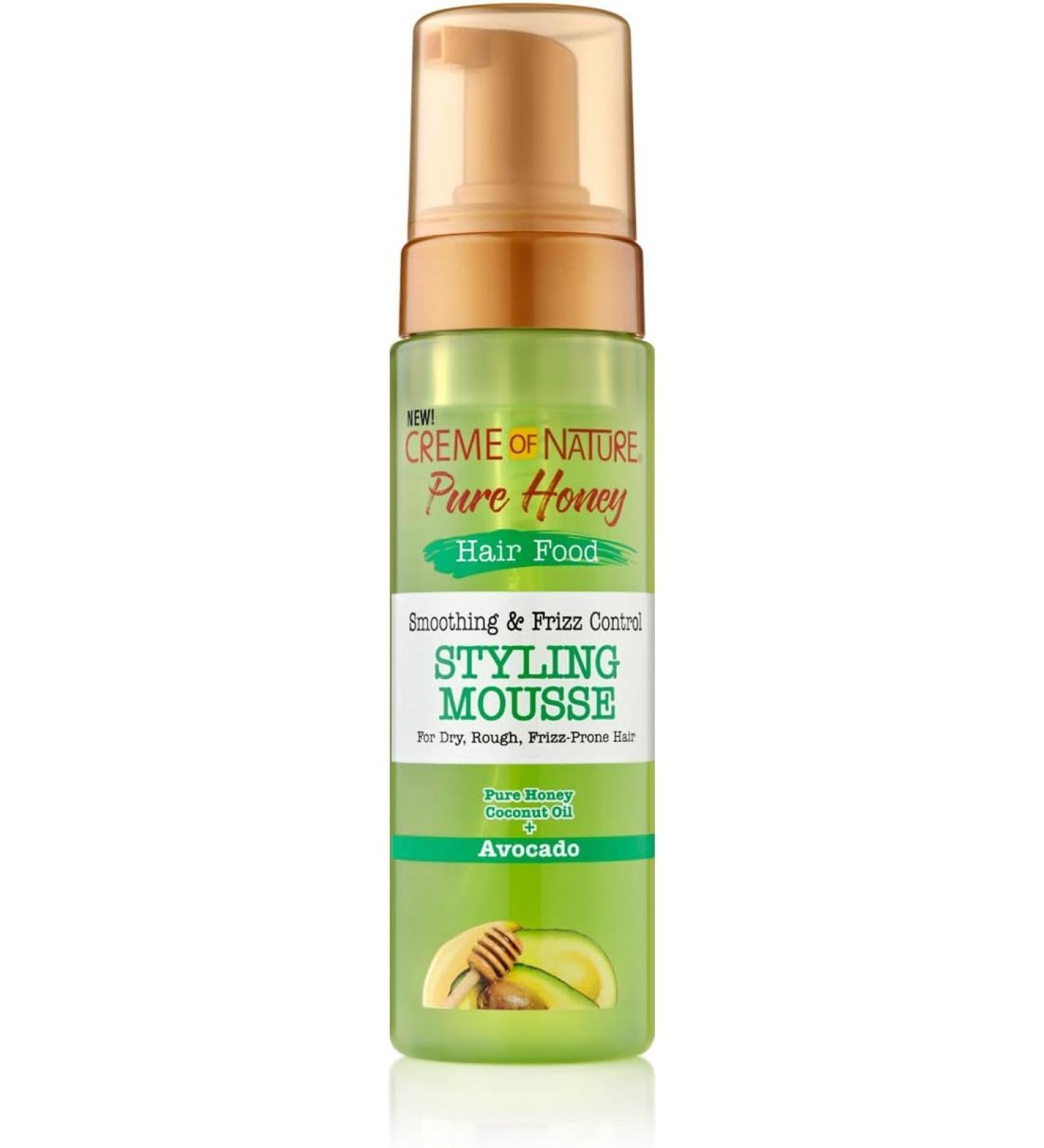 Creme of Nature Pure Honey Hair Food Avocado Mousse Coiffante base d'Huile d'Avocat et de Miel Soin Coiffant pour Cheveux Boucl s Fris s Cr pus D finit les boucles et R duit les frisottis - 207ml - Buy Online on GoSupps.com