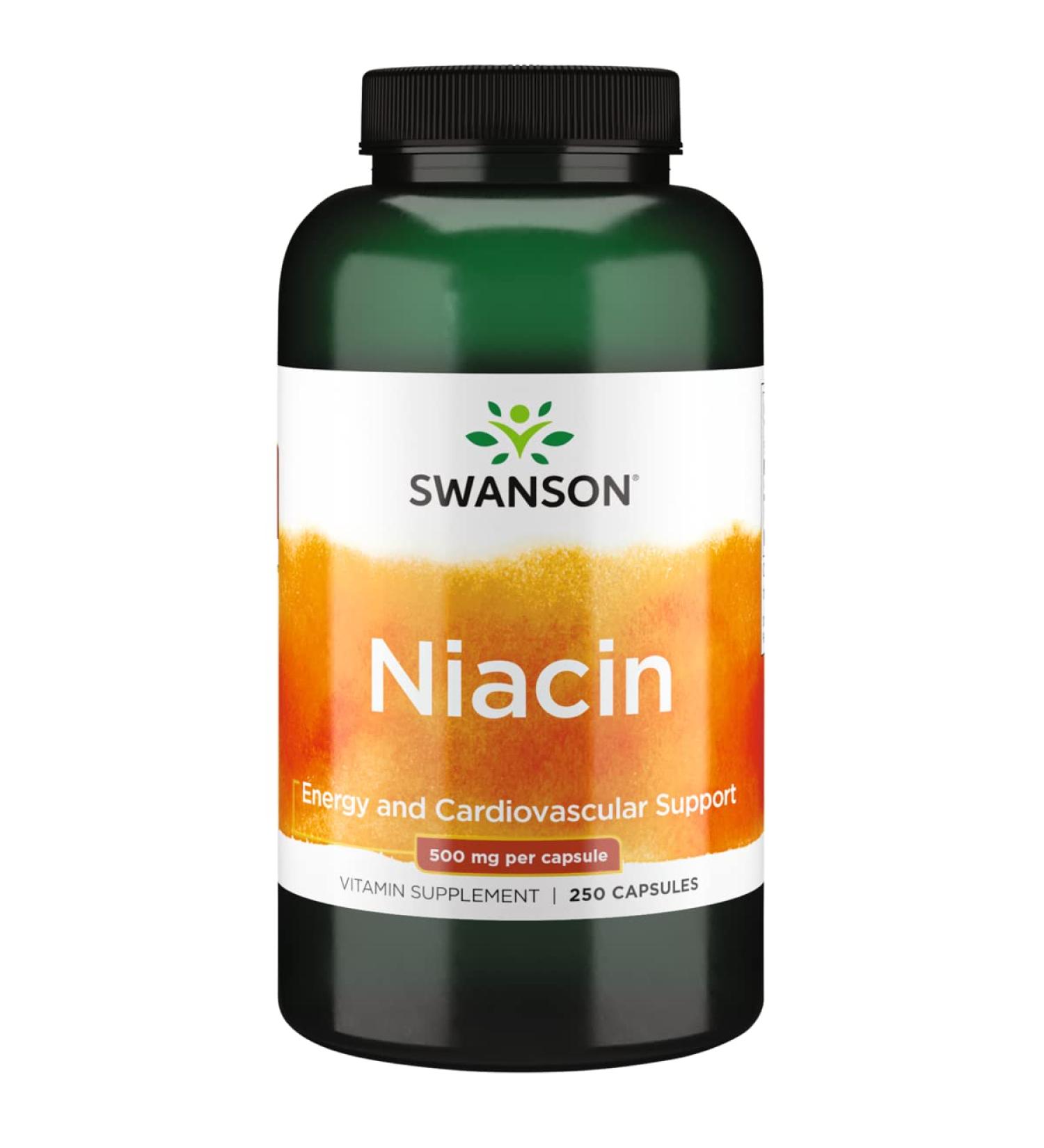 Swanson Niacin (B3) 500mg 250 Capsules for Cardio Health & Carb Metabolism - Buy Online on GoSupps.com