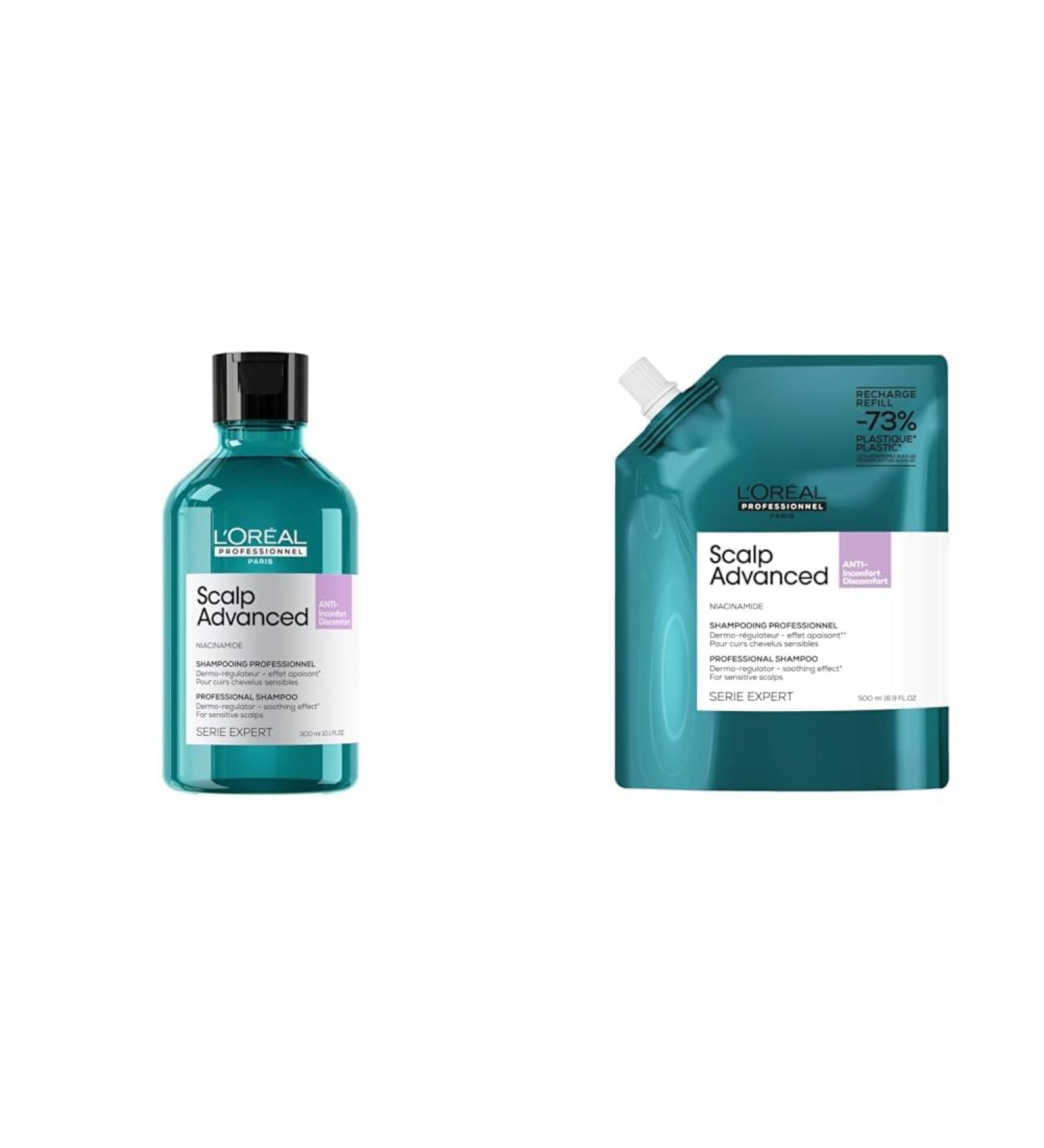 L'Or al Professionnel LOr al Professionnel set with Soothing and DermoRegulating Shampoo and refill For a Sensitive Scalp Cleans and Softens the Scalp With Niacinamide Scalp Advanced 300ml and 500ml - Buy Online on GoSupps.com