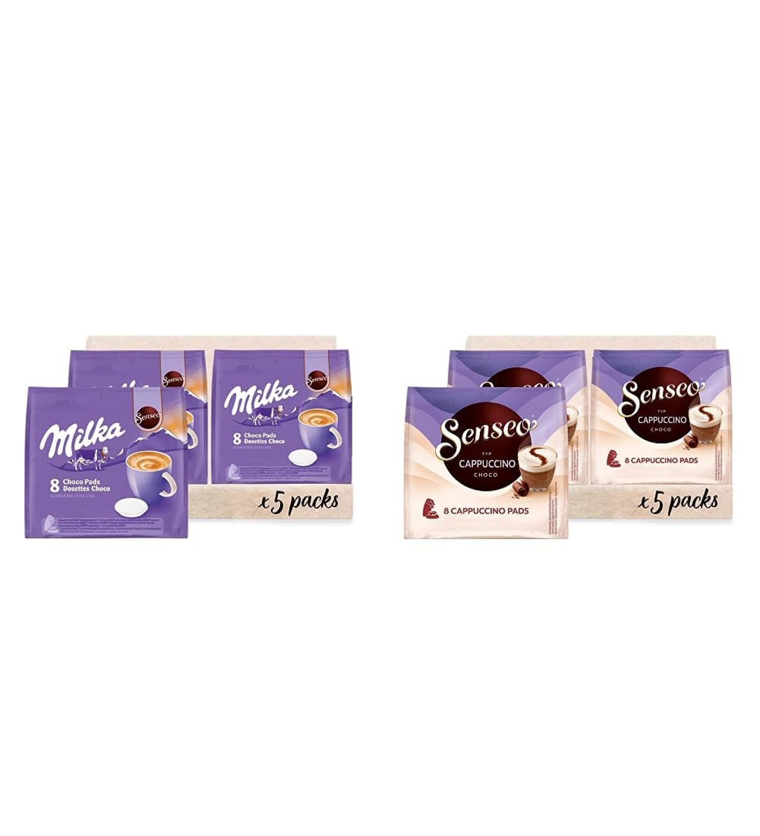 Buy Senseo Milka Kocao Pads - 40 Compatible Coffee Pods for Cappuccino & Choco | 5-Pack Bundle | International Shipping - Buy Online on GoSupps.com