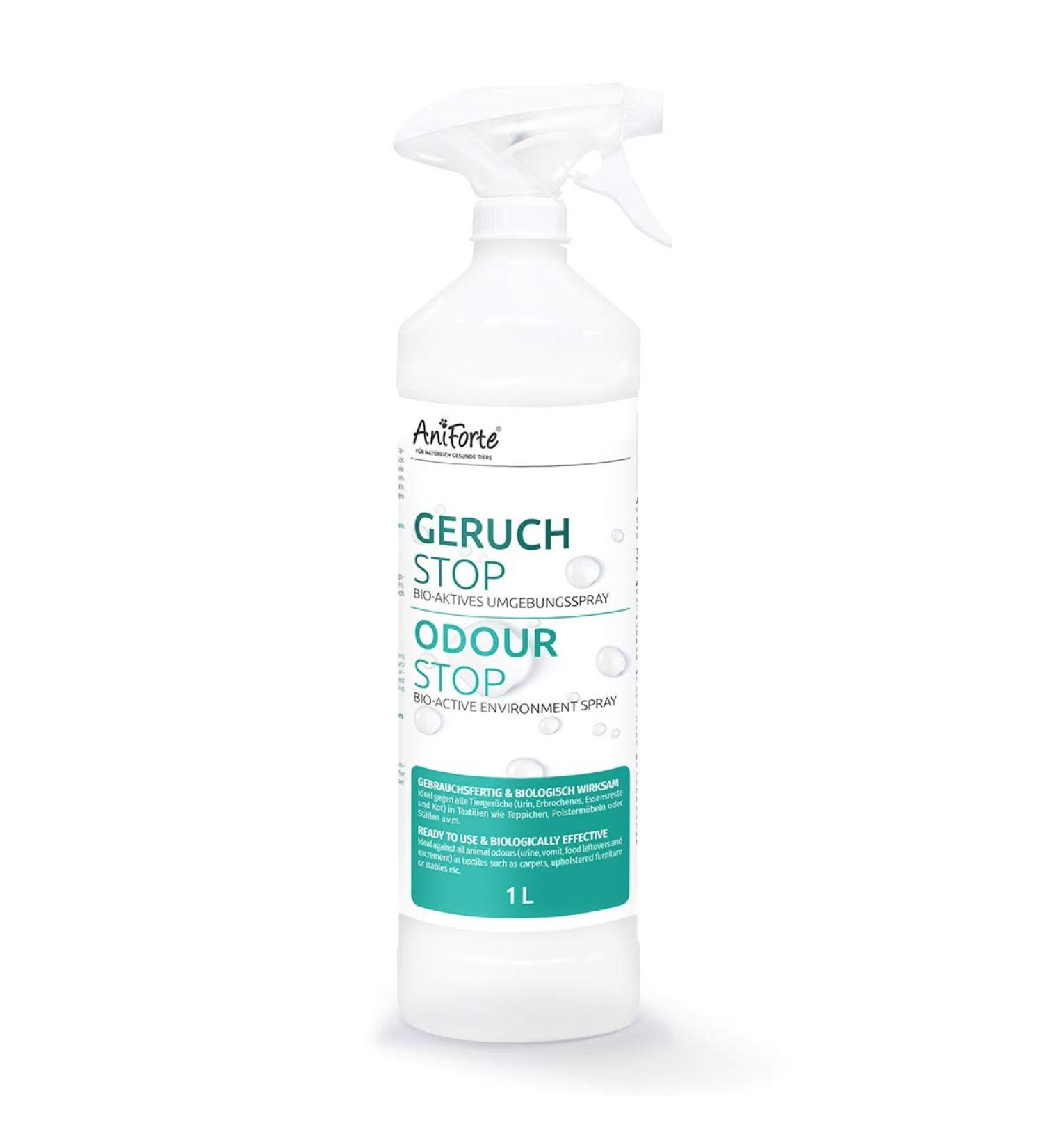 Aniforte Odor Stop 1L - Ready-to-Use Spray for Home Car & Pets - Effectively Removes Cat & Dog Urine Vomit Feces & Animal Odors - Buy Online on GoSupps.com
