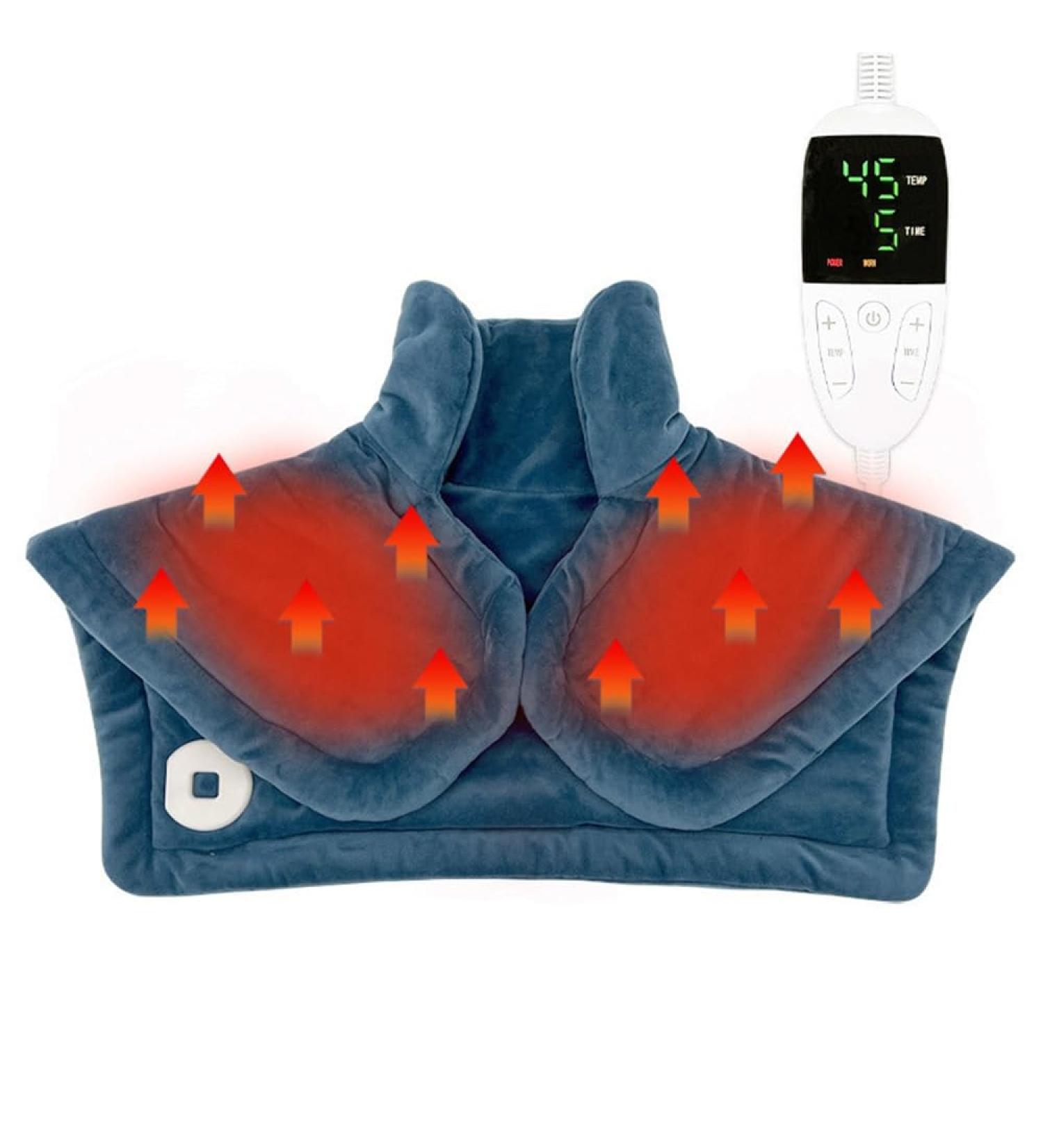 Weighted Electric Heat Pad - 56x48 cm Heating Cape for Neck & Shoulder Relief 5 Heat Levels & Auto-Off Timer - For International Shipping - Buy Online on GoSupps.com