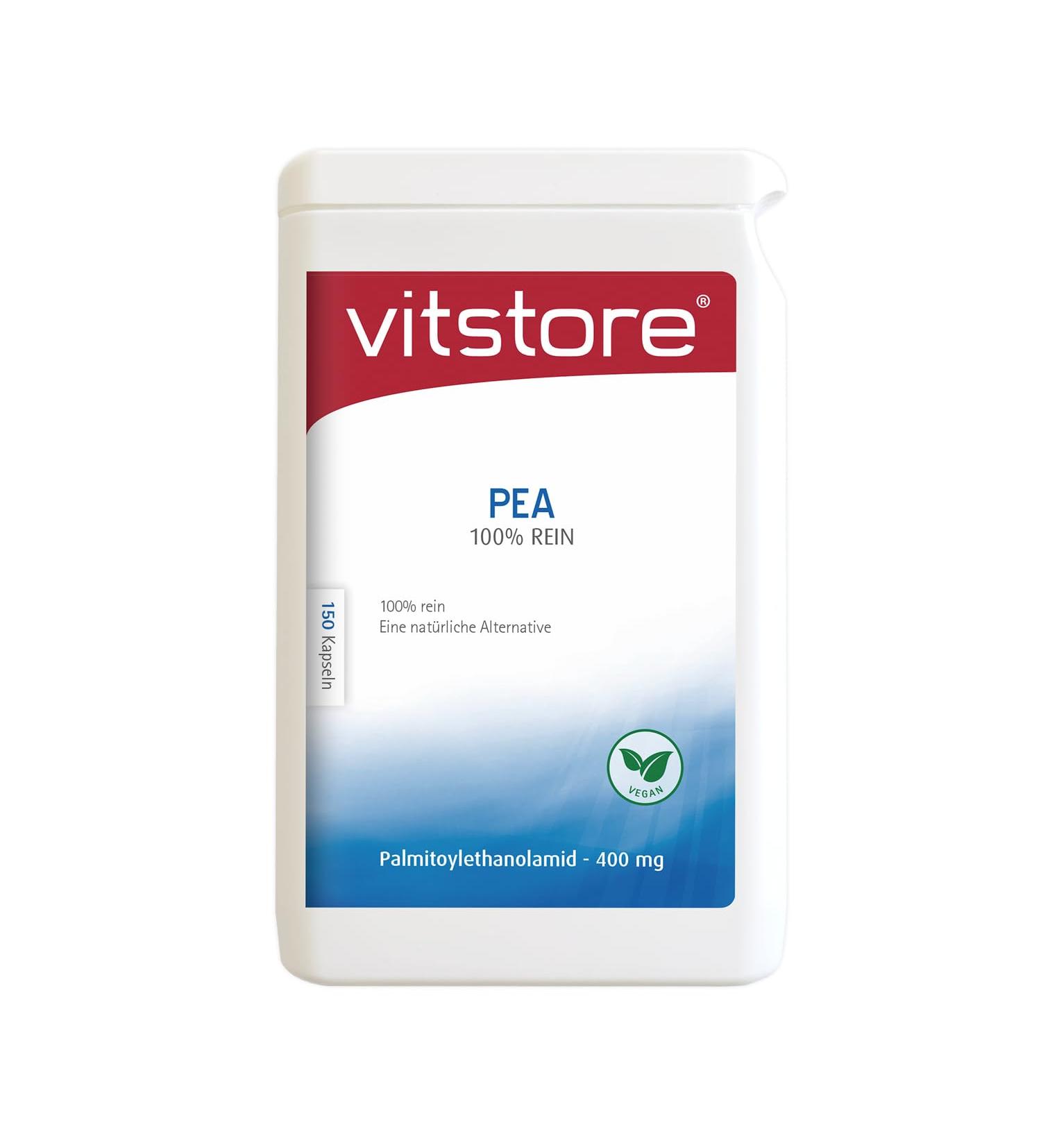  Vitstore Vitstore PEA 100% Pure 150 Capsules 400 mg Palmitoylethanolamide Lab Tested Vegan High Potency - Buy Online on GoSupps.com