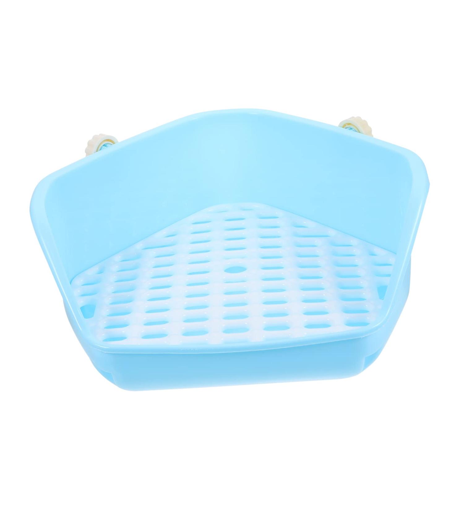 HAPINARY Box Rabbit Toilet Corner Litter Pan Rabbit Cat Litter Tray Chinchilla Potty Toilet Pan Tray Plastic 33X29.5X14CM Blue - Buy Online on GoSupps.com