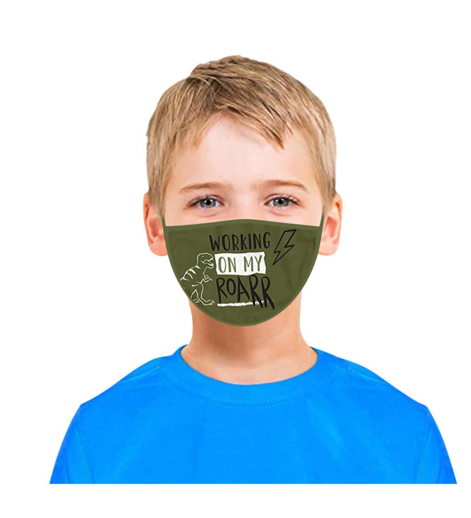 Yliquor 1PC Printed Cotton Facial Covering Washable Face Protection Breathable Cute Cartoon Face Bandanas Anti-Haze Dustproof for Kids (1 PC R)