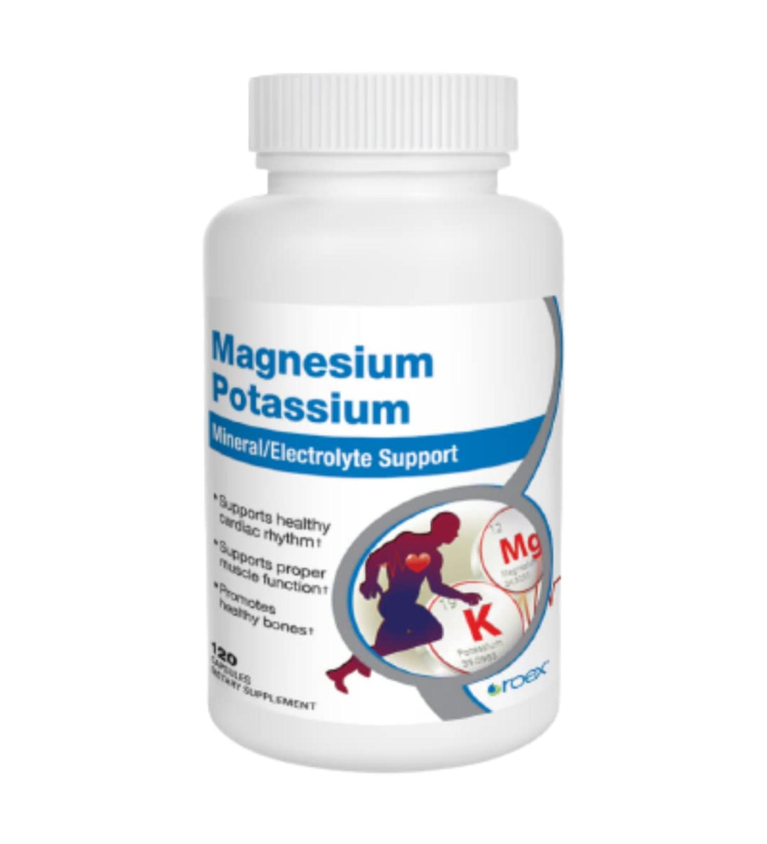 Roex Vitamins | Magnesium Potassium | Overall Health | Cellular Function | Dietary Supplements, 120 Count