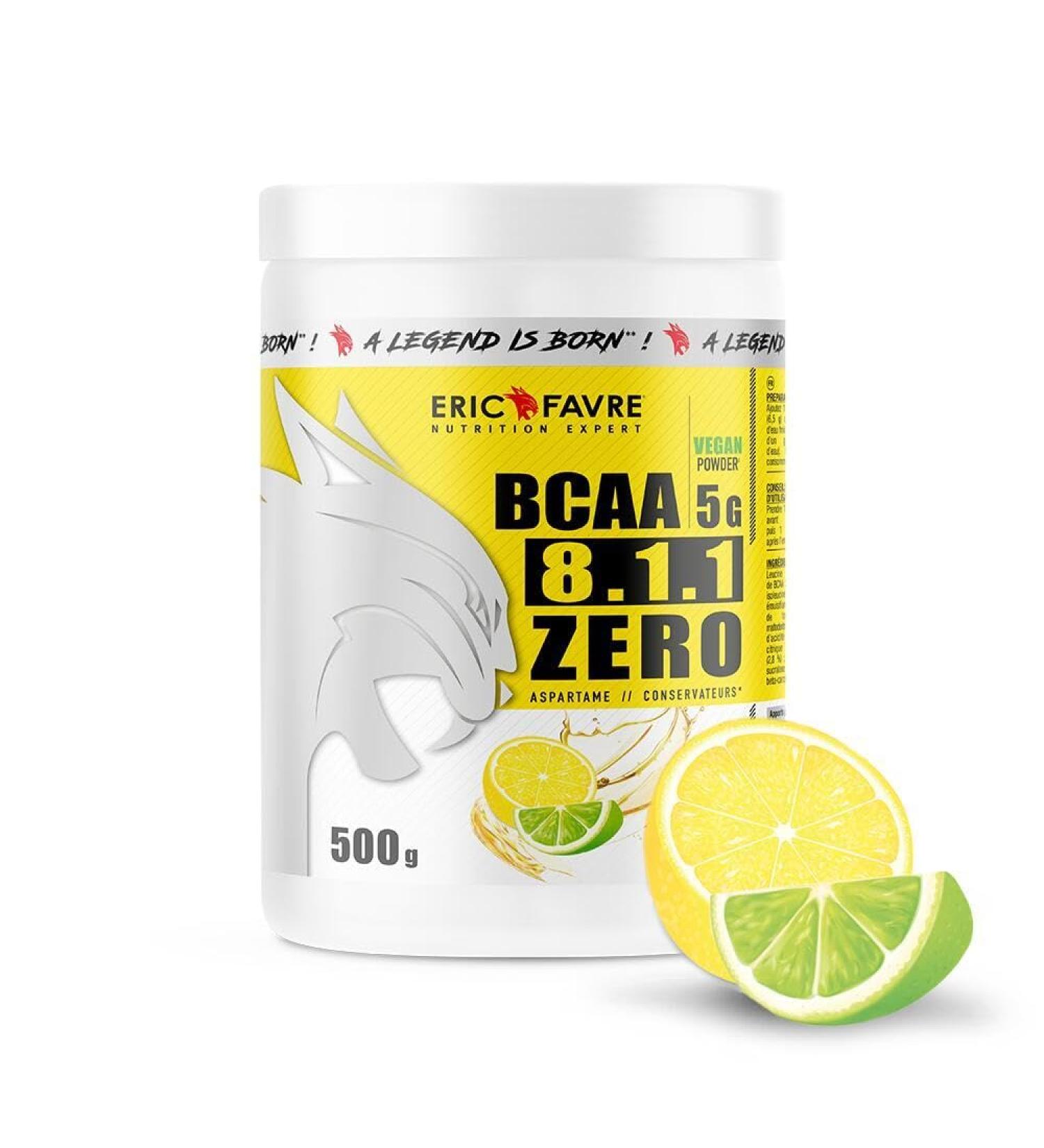 BCAA POUDRE 8.1.1 Zero - Acides Amin s Musculation Vegan - Votre Alli Pour Des Entrainements Efficaces - Performance Accentu e - 500 Gr - Laboratoire Fran ais Eric Favre (Citron/Citron vert) - Buy Online on GoSupps.com