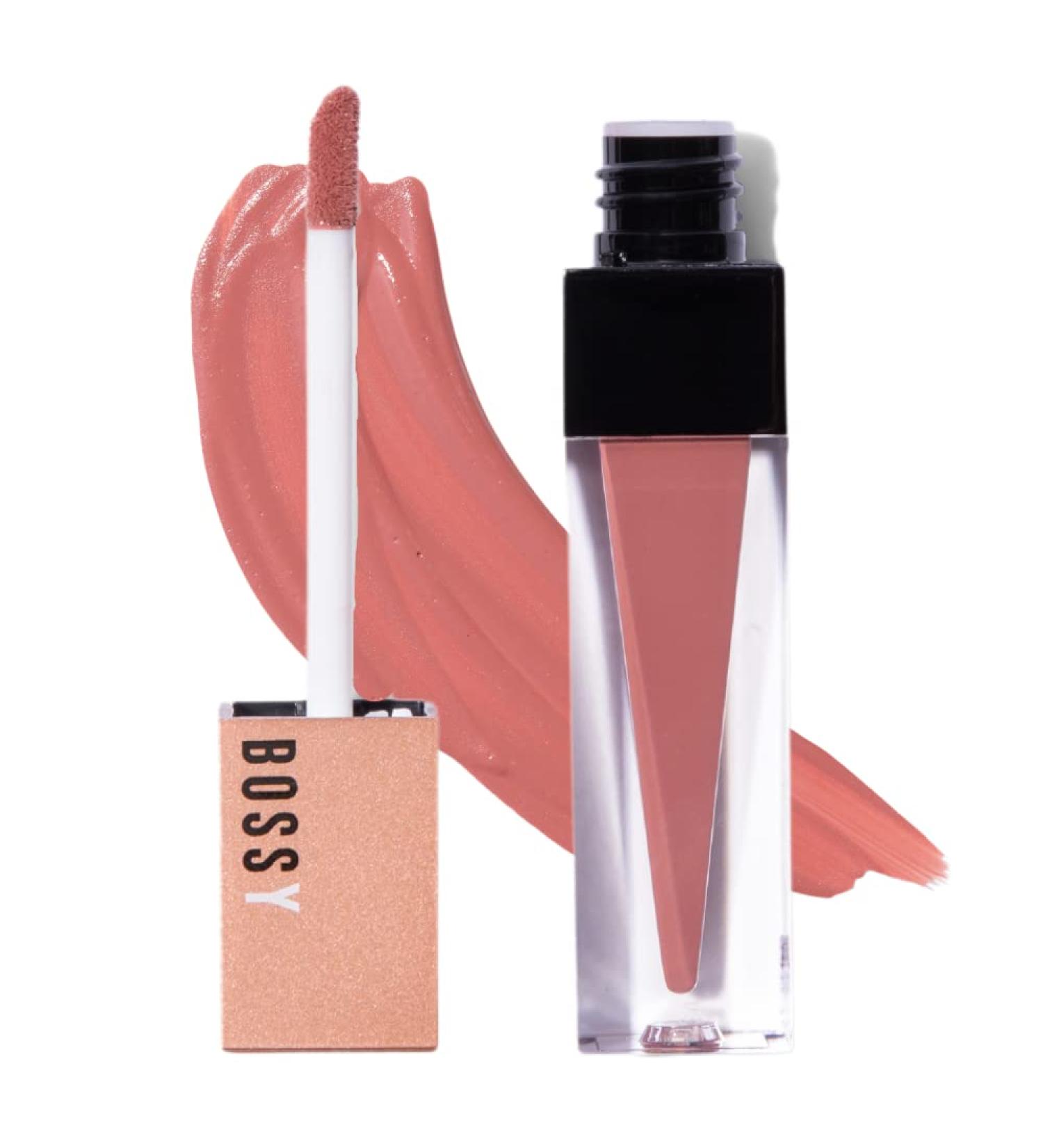 Bossy Cosmetics Vegan Hydrating Liquid Lipstick - Long Lasting Matte Lip Stick for Full & Healthy Lips - Light Peach/Coral Color - Paraben, Mineral Oil, and Cruelty Free - Buy Online on GoSupps.com