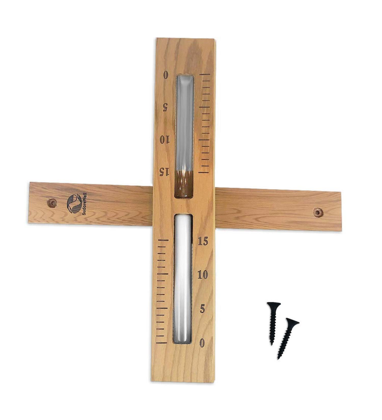 SudoreWell Sauna Hourglass Premium 15 minutes made of dark cedar wood with white sand