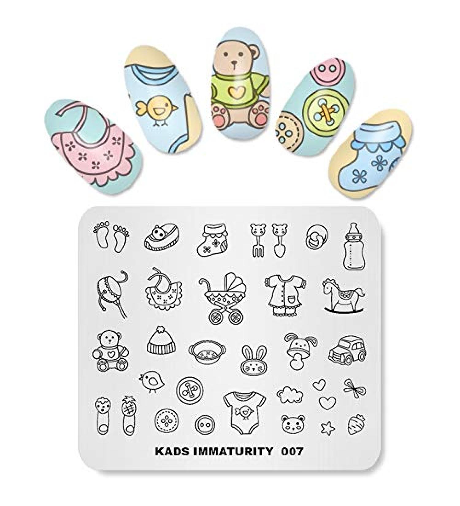 Alexnailart IM007 Nail Stamping Plate - Baby Toy Feeding Bottle Design for DIY Nail Art - Buy Online on GoSupps.com