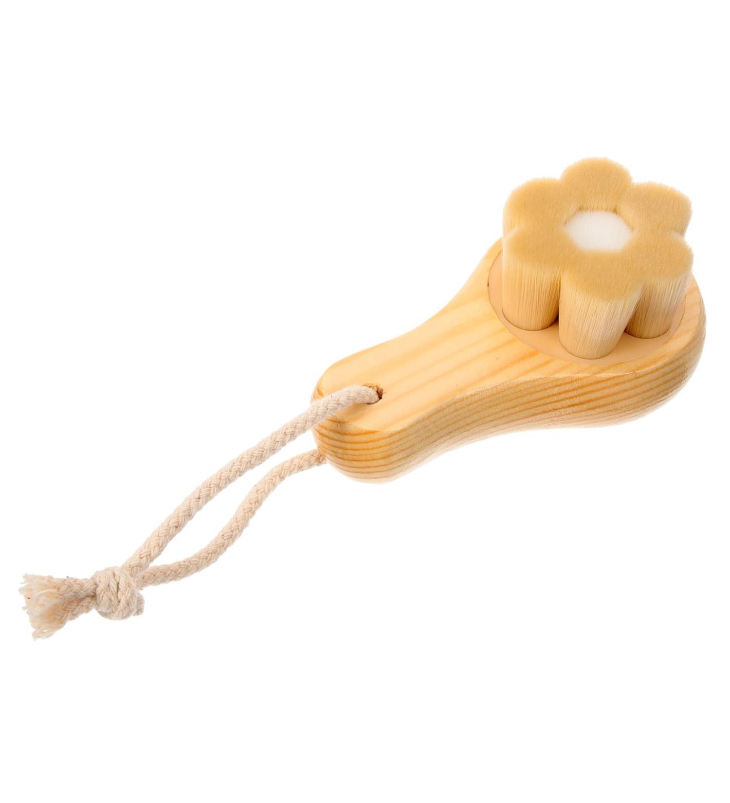 IWOWHERO Wooden Handle face Cleanser Brush Dry Brushing exfoliating face Scrubber face exfoliator Brush face Scrub Clean Wooden Makeup Remover Soft Fur face Tool Scrubber - Buy Online on GoSupps.com