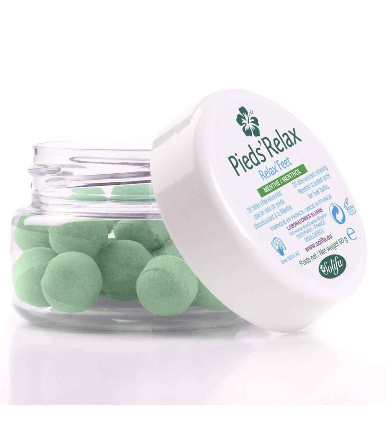 Eurotel Pieds Relax (Mint) - Foot Bath Treatment - 20 Effervescent Marbles with Calming and Refreshing Essential Oils - Origin: France - Buy Online on GoSupps.com