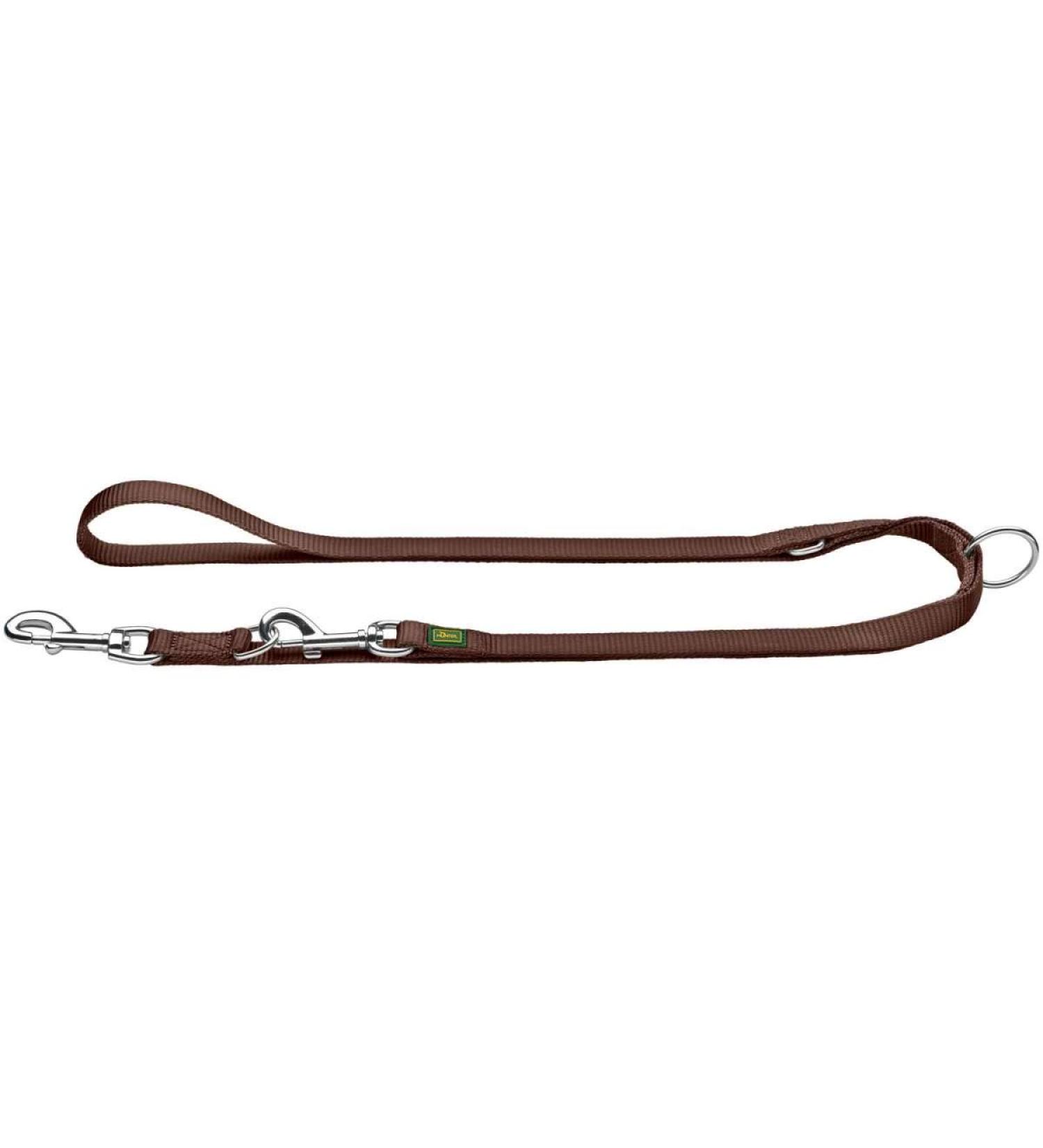 HUNTER Adjustable leash made of soft non-slip nylon classic 1.5 x 200 cm brown brown 15/200