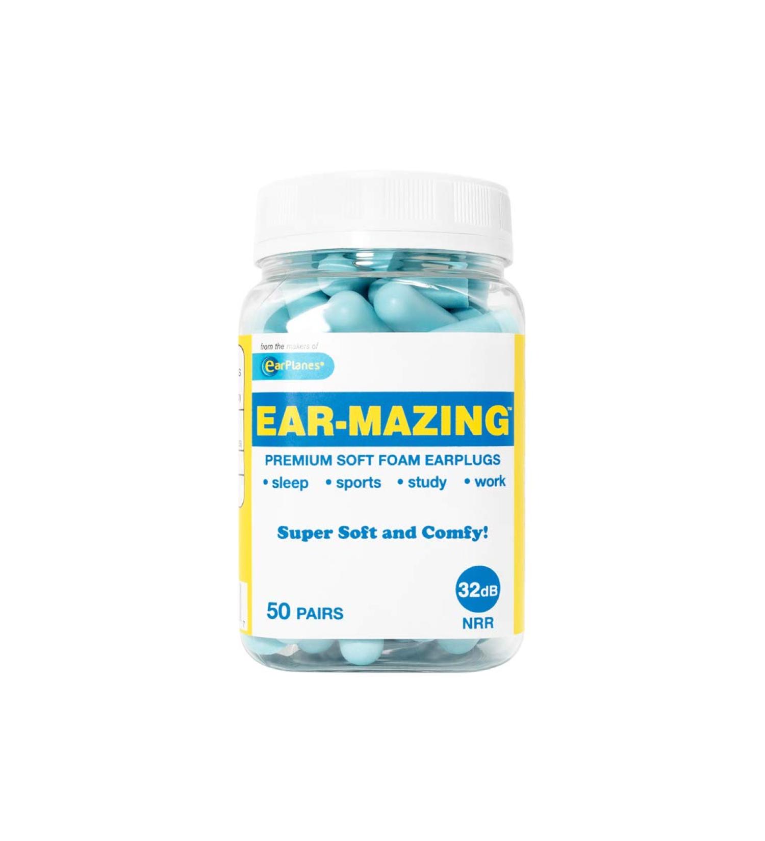 EAR-MAZING Premium Soft Foam Earplugs 32Db - 50 Pairs (Blue) | Noise Cancelling Ear Plugs - Buy Online on GoSupps.com