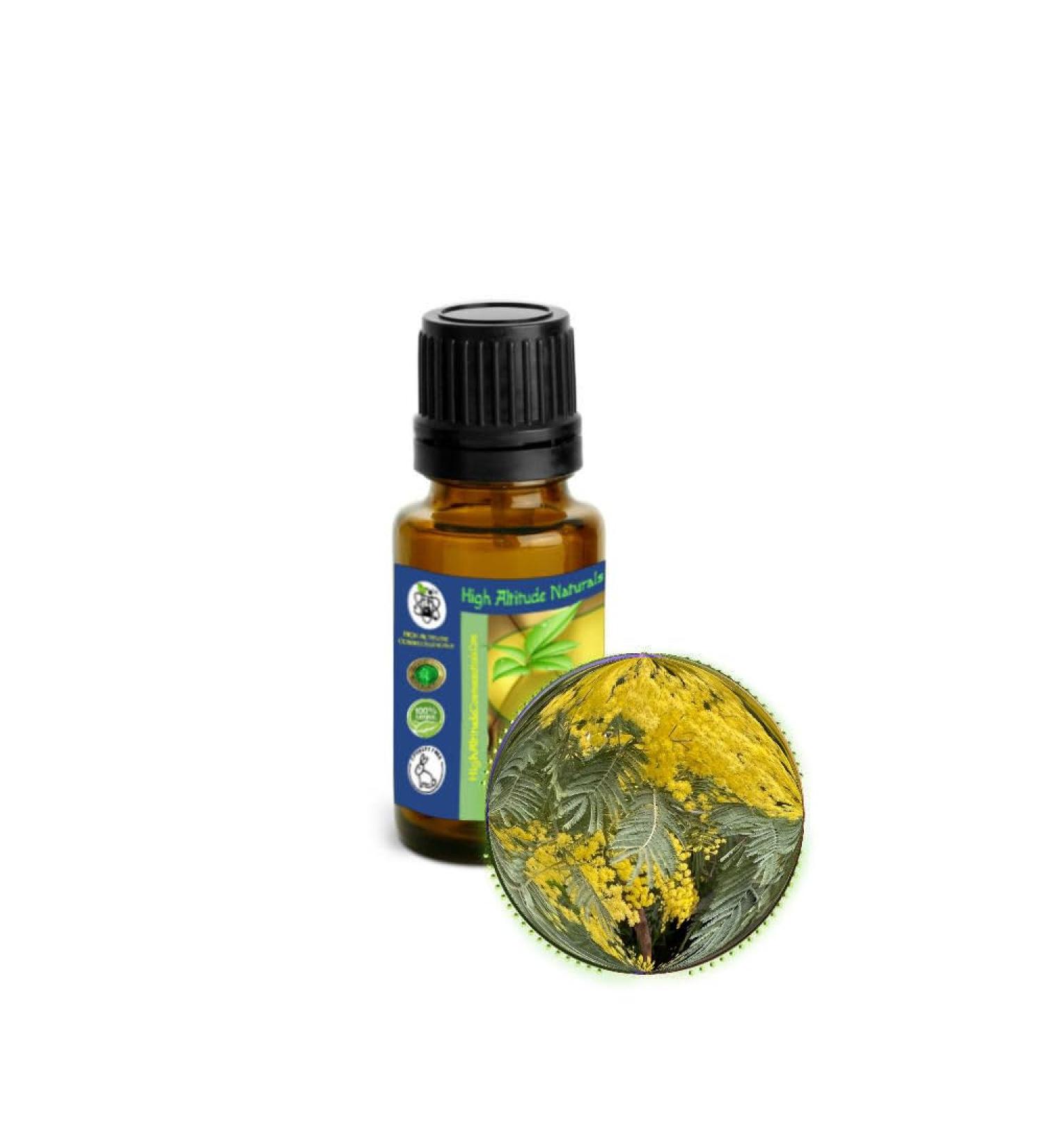HIGH ALTITUDE NATURALS Mimosa Absolute Essential Oil (Acacia Dealbata) - Pure & Natural Uncut Undiluted - Therapeutic Cosmetic Aromatherapy Perfumery - 15ml (1/2 oz)
