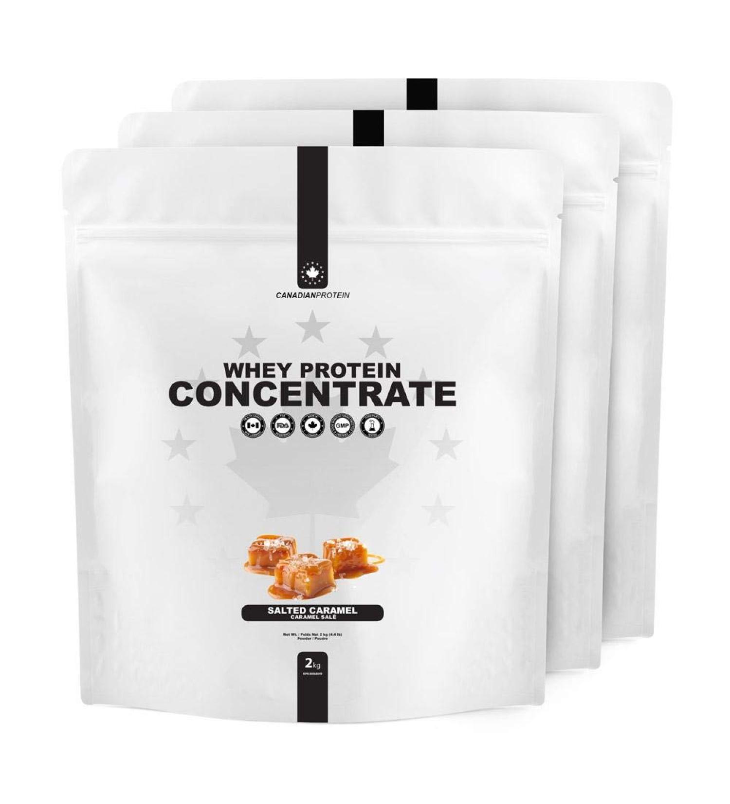 Canadian Protein Whey Concentrate 24g of Protein | 6 kg of Salted Caramel Flavored Low Carb Keto Friendly Workout Recovery Drink | Protein Powder Rich in BCAA Amino Acids - Buy Online on GoSupps.com