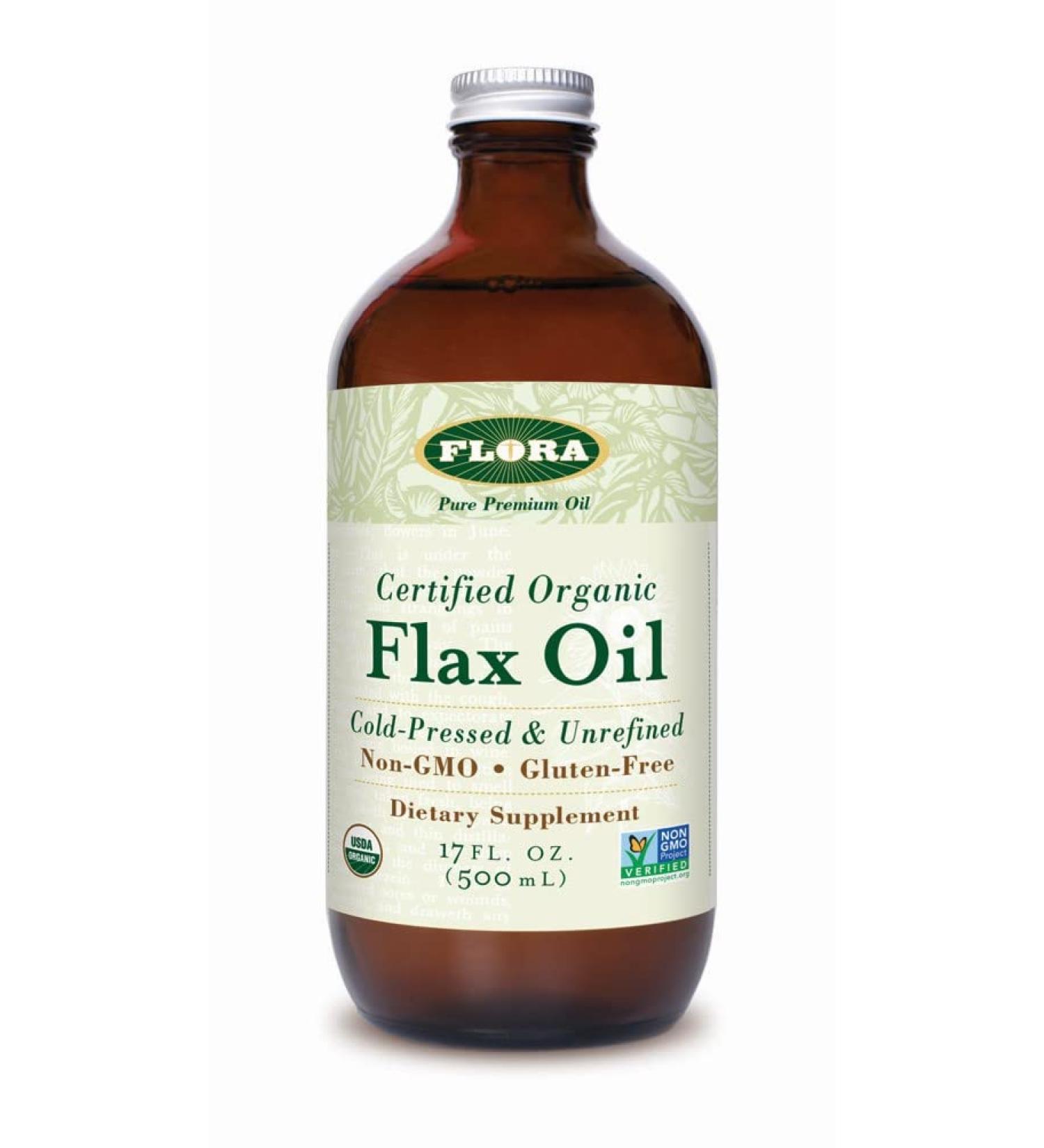 Flora Organic Flax Oil 17 fl oz (500 ml) - Certified High-Quality Omega-3 Supplement - Buy Online on GoSupps.com