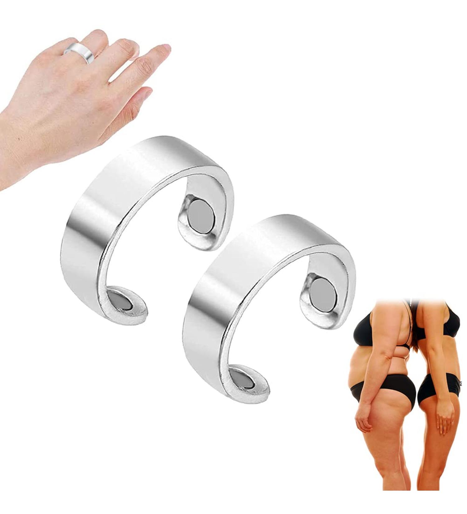 Supyini Lymphatic Drainage Magnet Ring - Titanium Magnetic Detox Therapy for Men & Women | 2 Pieces Light Silver - Buy Online on GoSupps.com