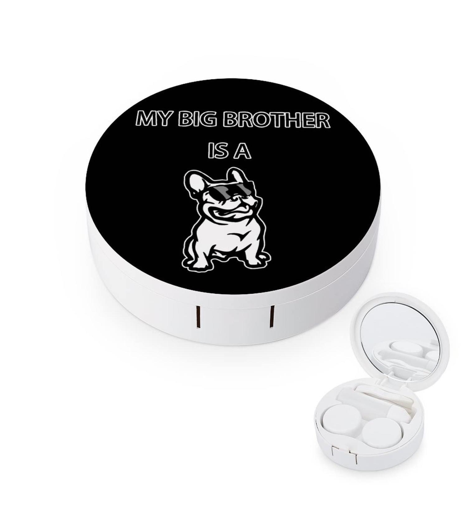 My Big Brother Is A Bulldog Round Case For Contact Lens Kit Storage Box with Mirror Printed - Buy Online on GoSupps.com