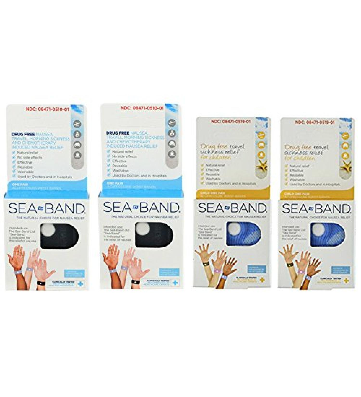 Buy Sea-Band Acupressure Wrist Bands for Adults & Kids - Pack of 2 | Effective Relief for Morning & Travel Sickness | International Shipping Available - Buy Online on GoSupps.com
