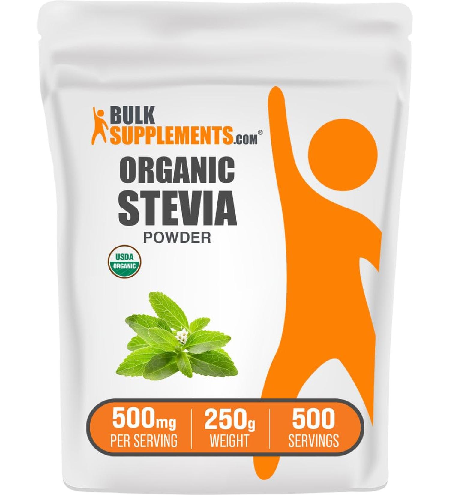 BulkSupplements.com Organic Stevia Powder - Pure Sweetener Sourced from Stevia Leaves Herbal Supplement - Vegan & Gluten Free 500mg per Serving 250g (8.8 oz) (Pack of 1) 8.8 Ounce (Pack of 1) - Buy Online on GoSupps.com