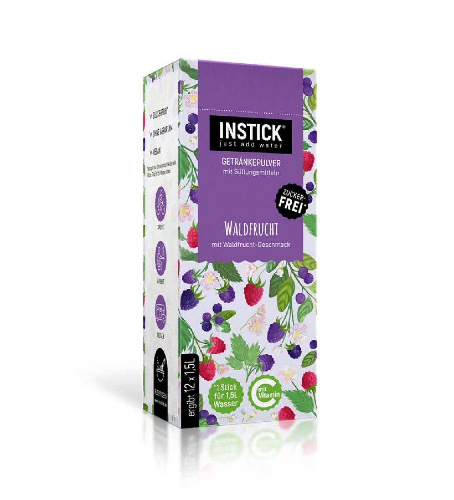 Intick Sugar-Free Instant Drink - Forest Fruit Flavor | Vegan Low-Calorie Vitamin C | 12 x 1.5L Packs - Refreshing Instant Beverage Powder - Buy Online on GoSupps.com