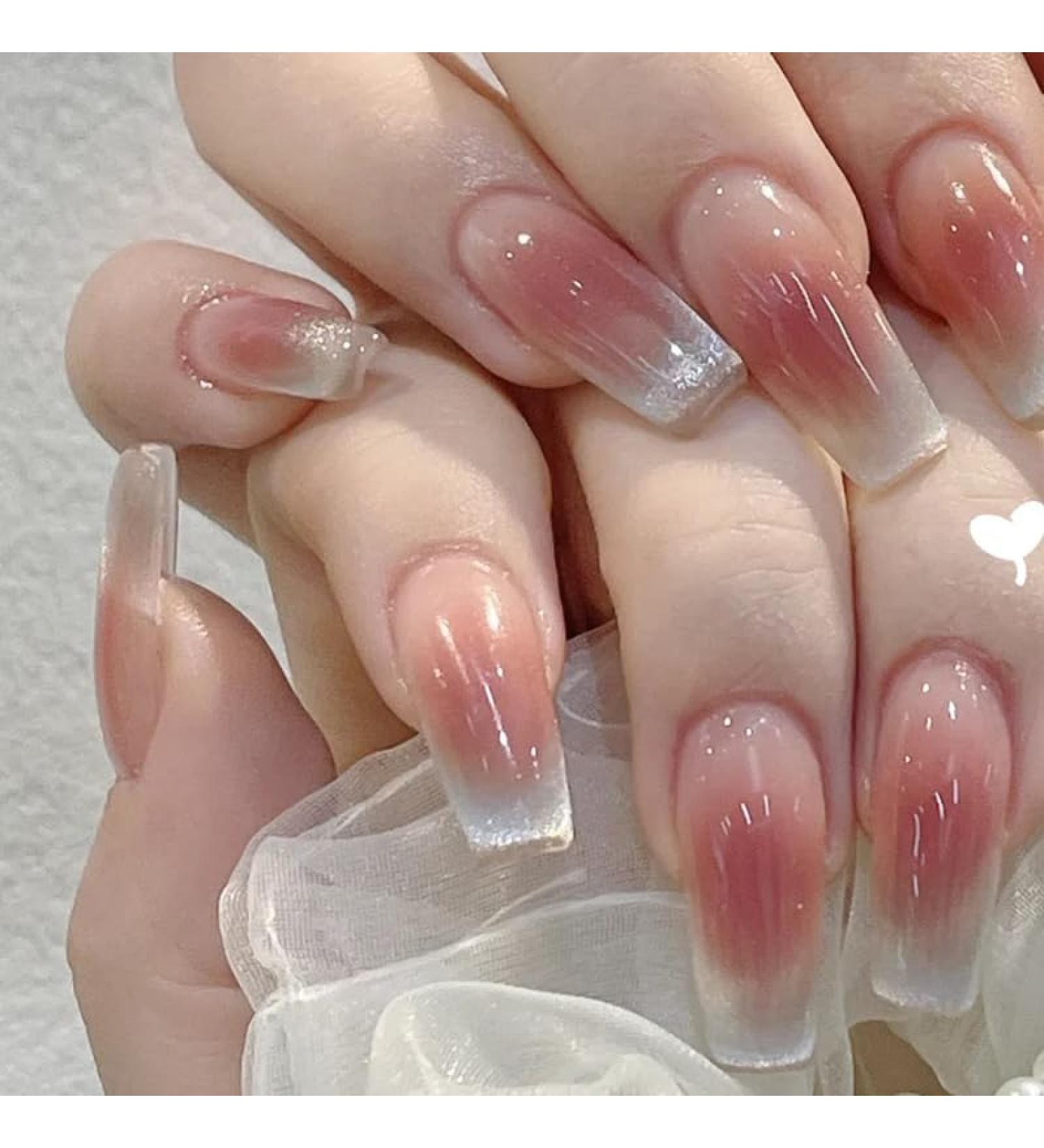 Shop Ombre Press on Nails - Medium Length Acrylic Coffin Style 24 Pcs Red - Perfect for Women | Full Cover Artificial Nails - Buy Online on GoSupps.com
