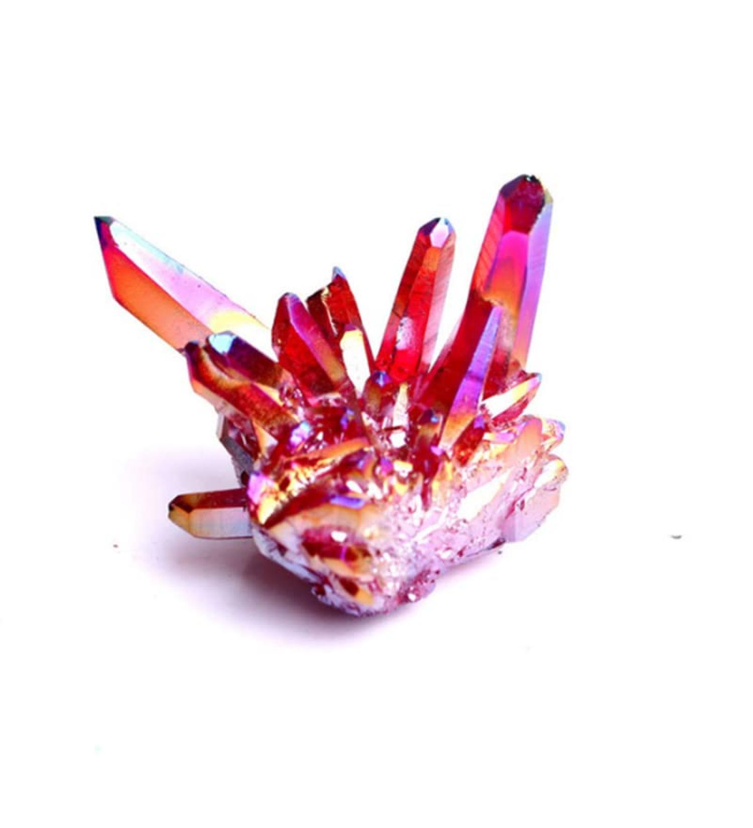 Natural Beautiful White Crystal Raw Quartz Cluster Plating Colorful Specimen Ornaments red 100g Home Goods (Color : Rojo Size : 100g) 100g Red