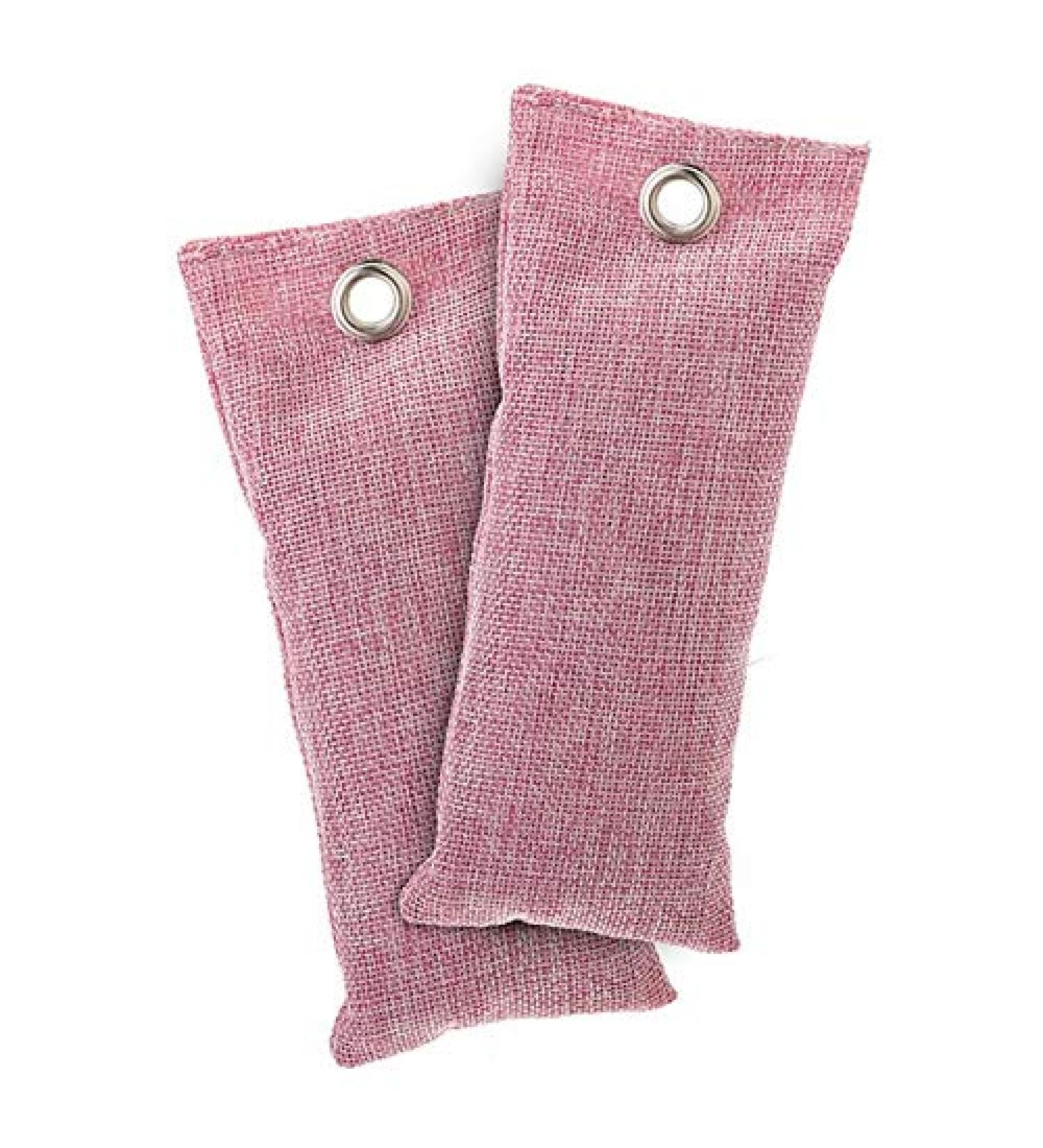 2pcs Natural Bamboo Air Purifying Bag Deodorizer Air Freshener Bags Deodorizer Moisture Absorber Remover for Home Car Closet Bathroom pink
