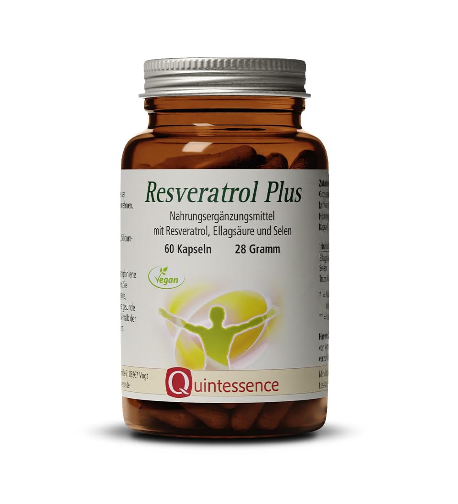 Quintessence Resveratrol Plus - 60 Vegan Capsules with Selenium & Pomegranate Extract | 150mg Trans Resveratrol | Purely Natural | International Shipping - Buy Online on GoSupps.com