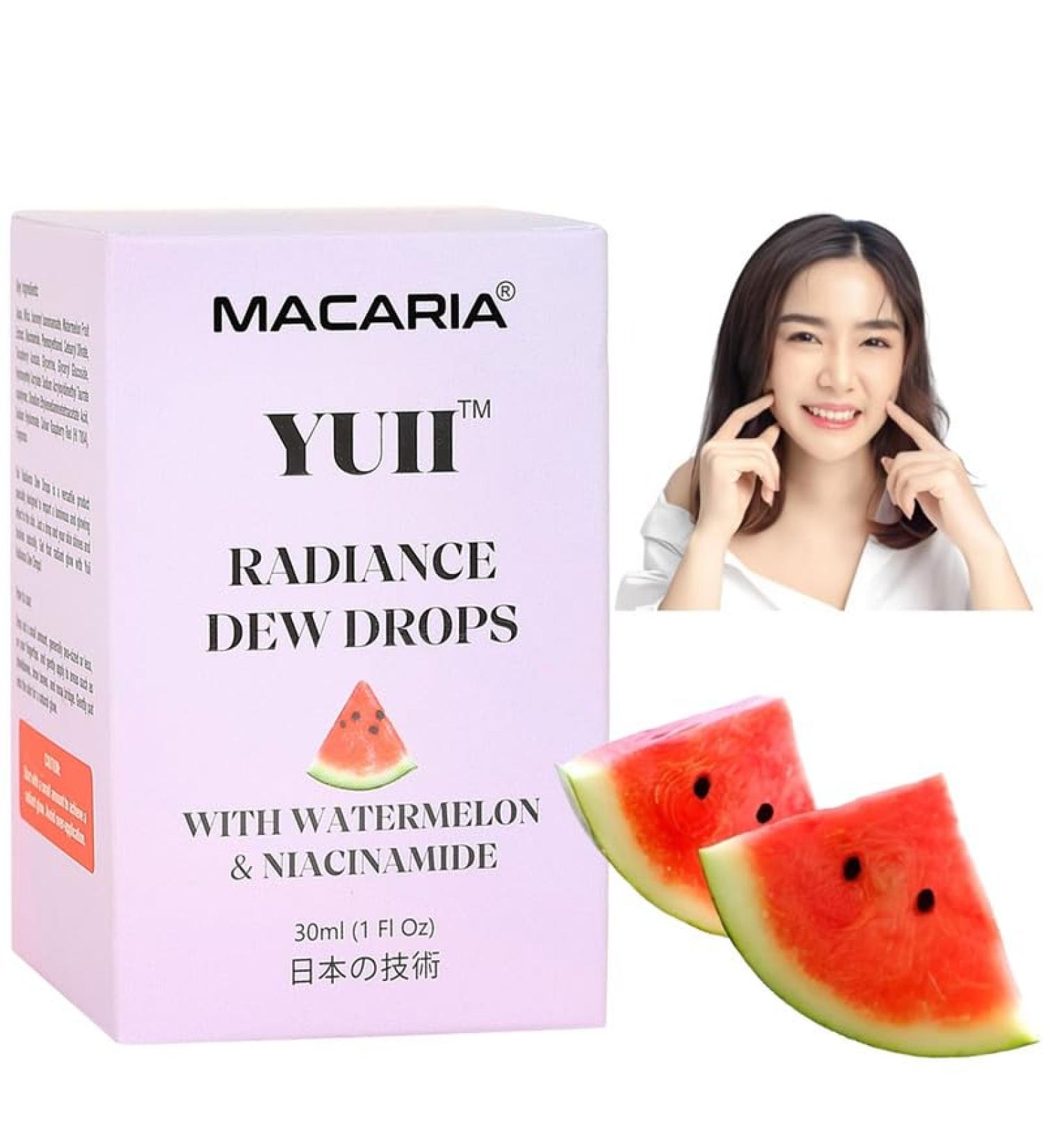 Macaria Herbal YUII Dew Drops Brightening Serum for Face Hydrating Glow Dew Serum with Hyaluronic Acid Vitamin E for Brightening & Smoothing Dry Skin Dark Spots Even Skin Tone Japanese Recipe - Buy Online on GoSupps.com