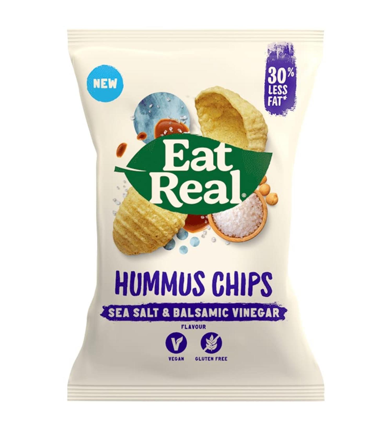 Eat Real Hummus Chips Sea Salt & Balsamic Vinegar Flavour 135g Salted 135 g (Pack of 1)