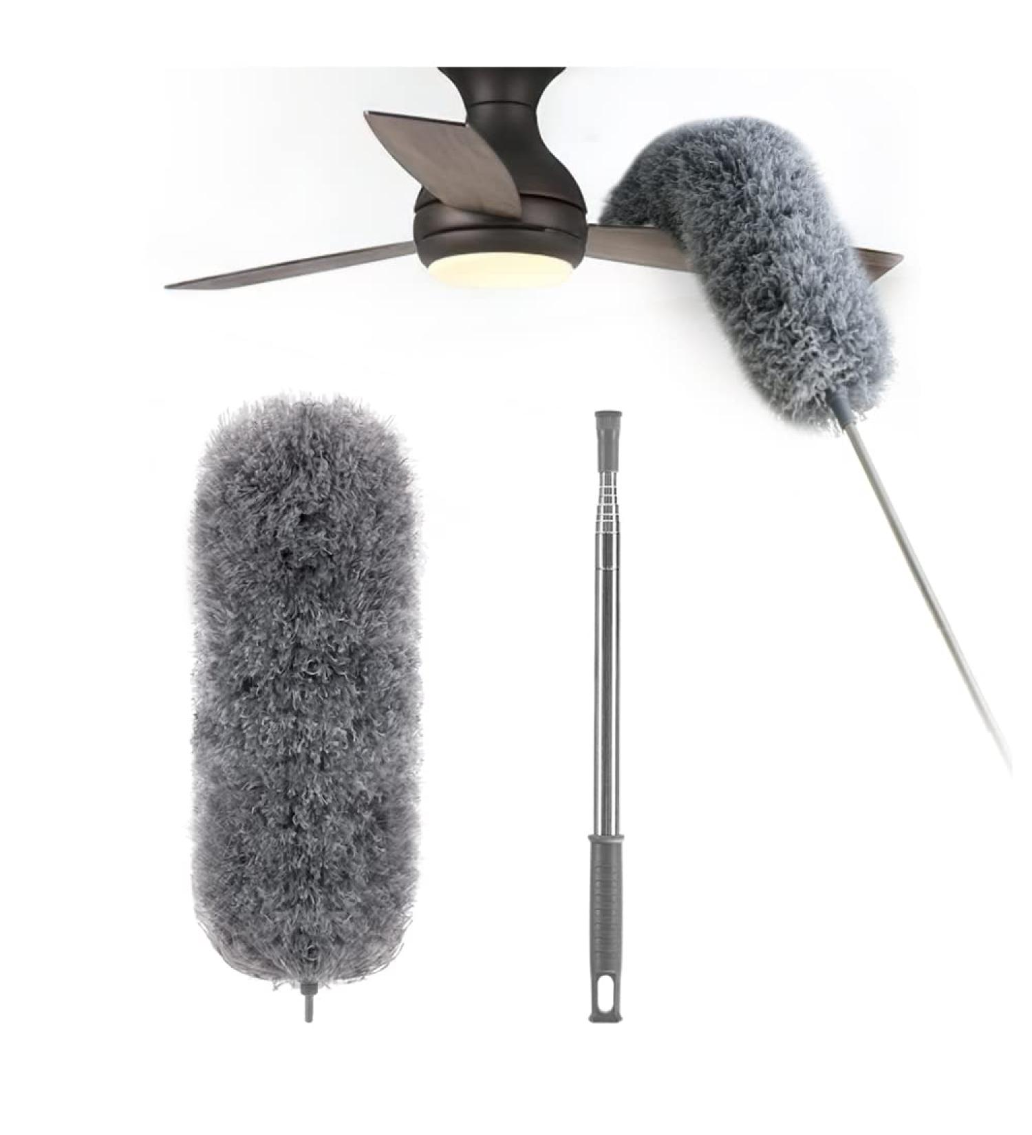 Extendable Microfiber Feather Duster - 100 inch Long Handle Dusting Tool for All-Round Home Cleaning - Gray - Buy Online on GoSupps.com