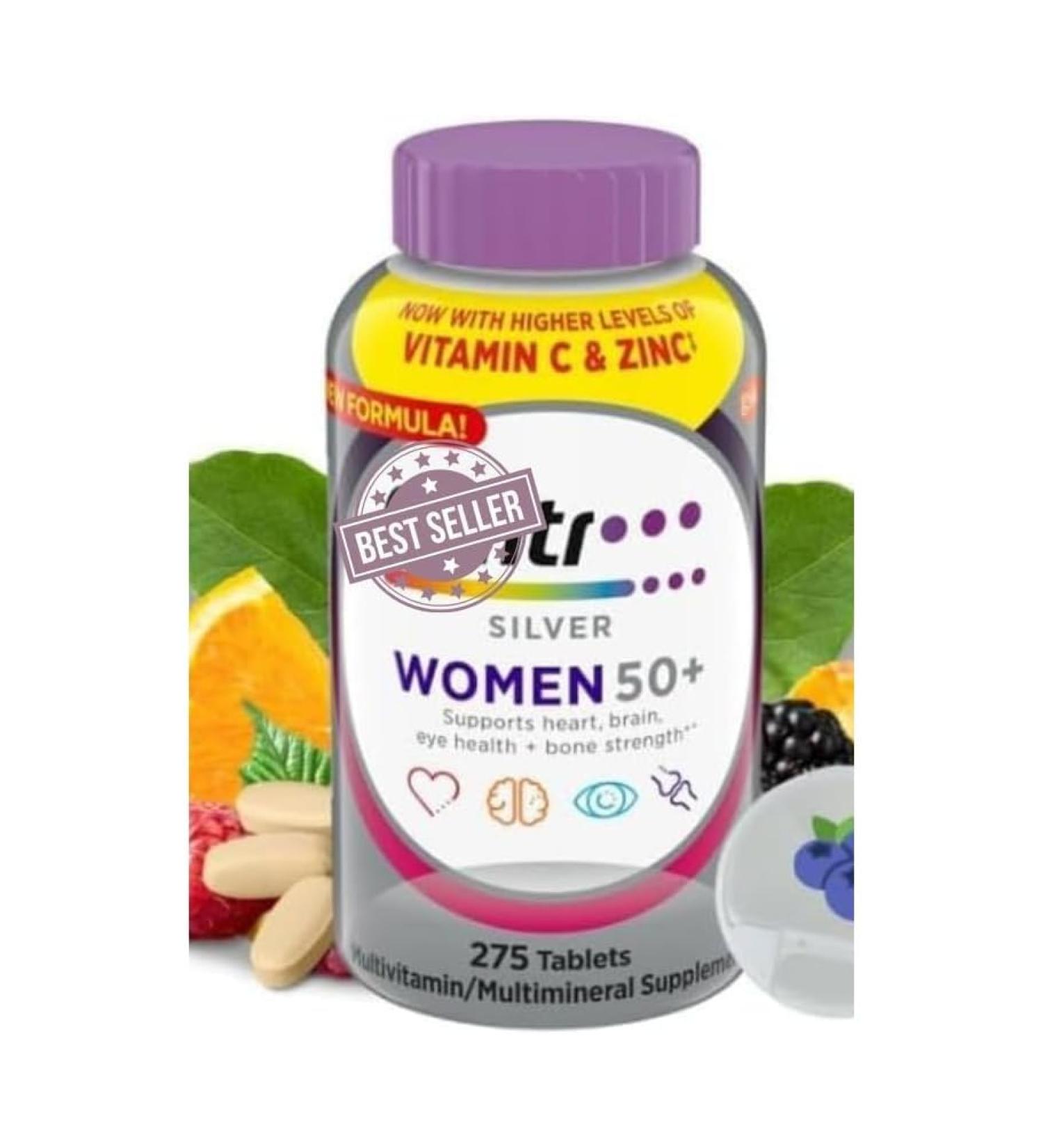 Centrum Silver Women s Multivitamin 50 Plus 275 Tablets Multivitamin & Multimineral Supplement with Vitamin D B Vitamins & Antioxidants Supports Energy Bone Immune Hair Skin & Nails Health - Buy Online on GoSupps.com