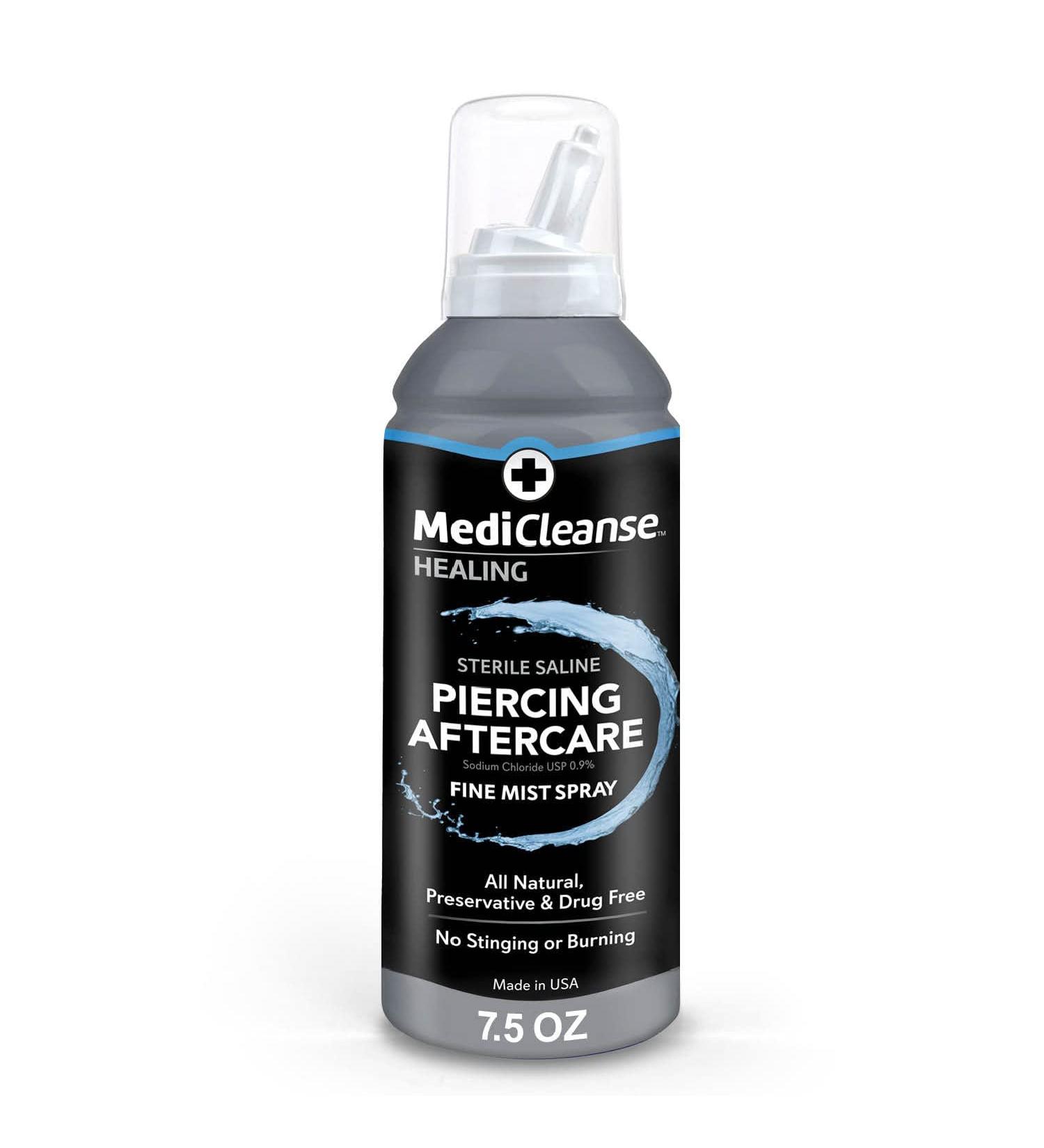 MediCleanse Sterile Saline Piercing Fine Mist Spray 7.5 Oz - Alcohol-Free Vegan Formula for Piercings & Tattoos - Buy Online on GoSupps.com