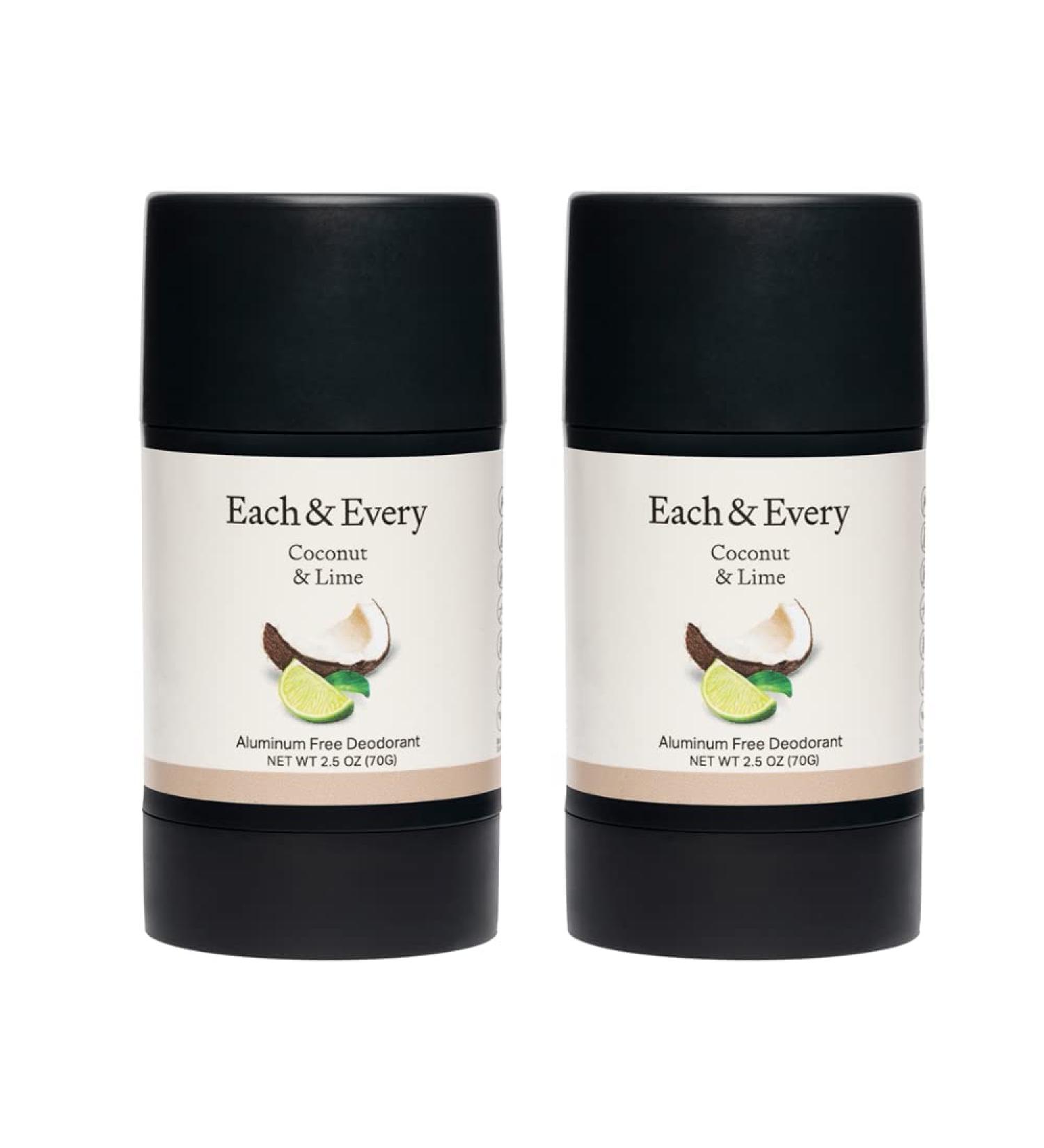 Each & Every All Natural Deodorant for Men & Women - Aluminum-Free Sensitive Skin Plant-Based Baking Soda-Free Long Lasting 24 Hr Odor Control - Coconut & Lime Travel Size (2 Pack 2.5oz) Coconut & Lime 2.5 Ounce (Pack of 2) - Buy Online on GoSupps.com