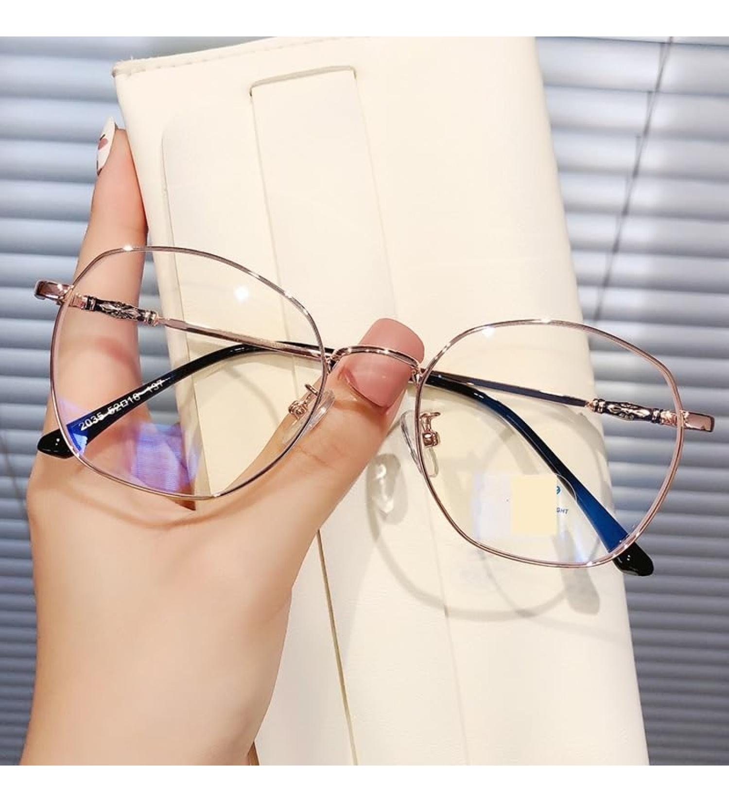 Shop Qinzhenz Stylish Anti-Blue Light Reading Glasses for Women - Round Flat Light Mirror (+300 Color C4) | Reduce Eye Strain & Enhance Clarity - Buy Online on GoSupps.com
