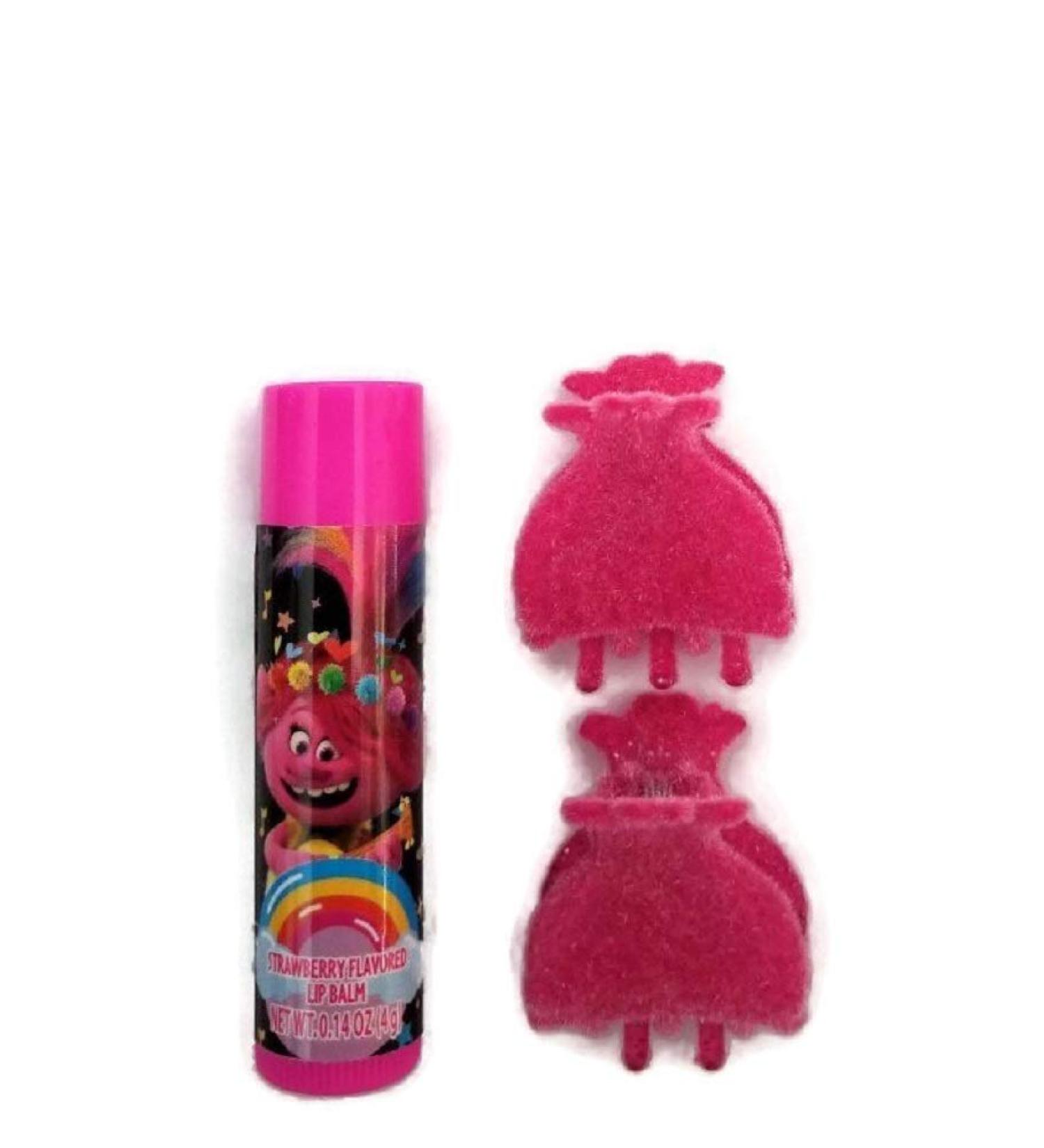 Trolls World Tour Flavored Lip Balm w/ 2 Hair Clips