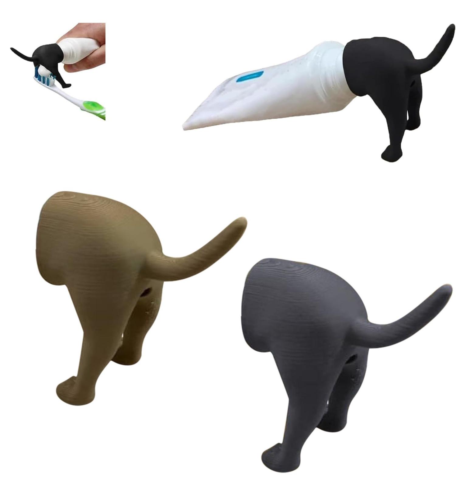 Dog Internal Form Toothpaste Lid & Dispenser - Creative Funny Caps for Kids & Adults (Brown & Gray) - Buy Online on GoSupps.com