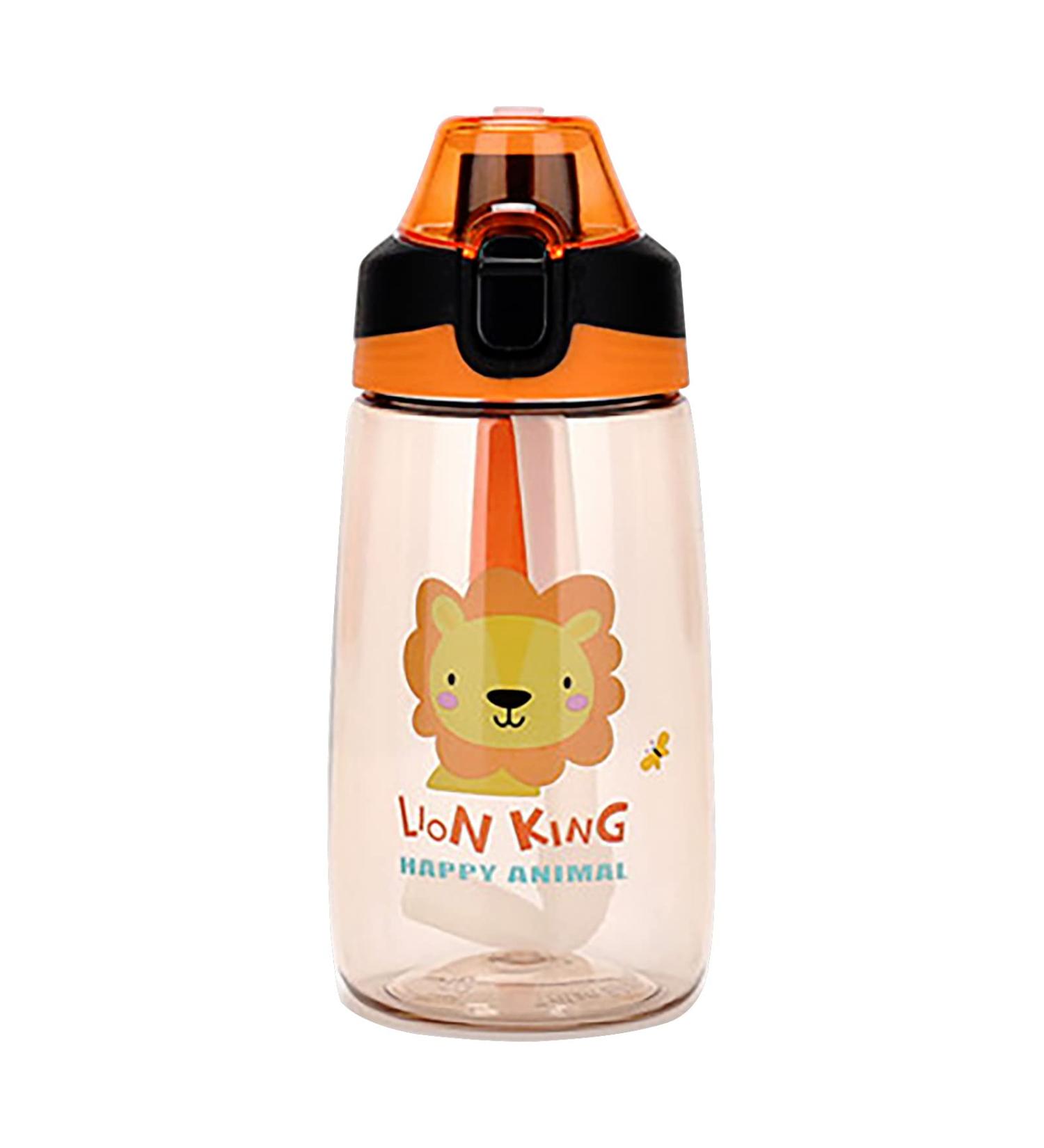 MICHLEY 16oz Water Bottle with Straw for Toddlers 3+ Years - Orange Lion - Buy Online on GoSupps.com