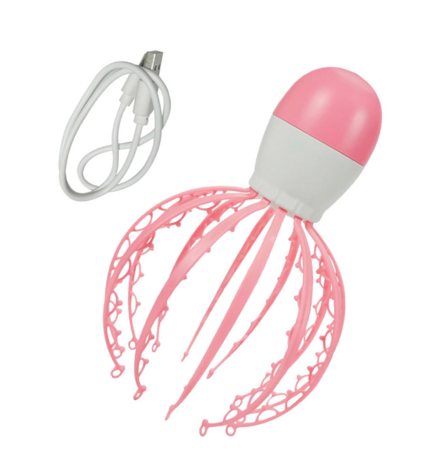 Healvian 2-in-1 Electric Scalp Massage Brush & Scratching Post - Pink Baby Octopus Design for Ultimate Head Relaxation & Tingling Relief | International Shipping Available - Buy Online on GoSupps.com