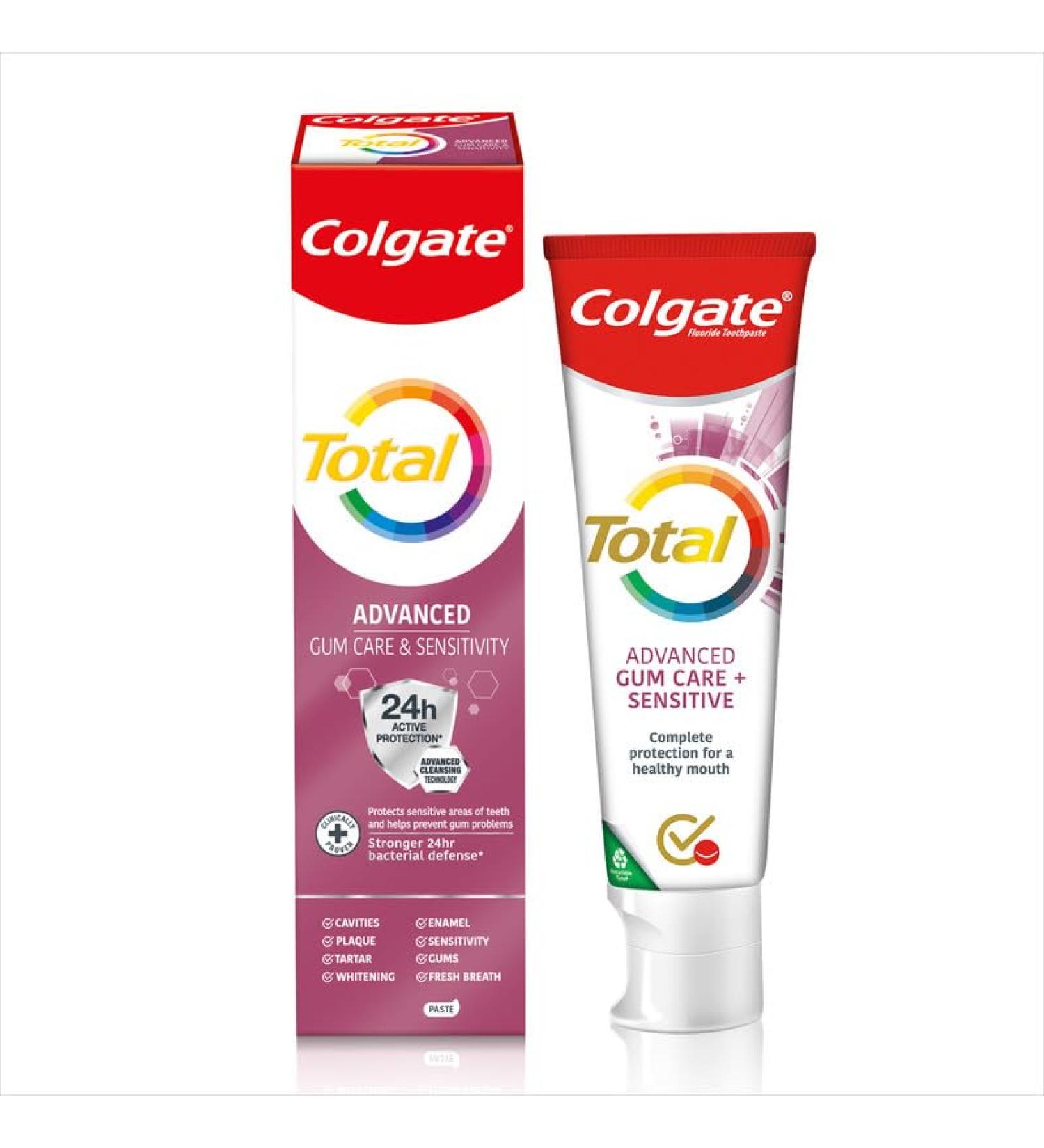  Colgate Colgate Total Active Prevention + Gum Care Toothpaste 4 x 75 ml | 3 times more effective at fighting the main cause* of the most common oral health problems - Buy Online on GoSupps.com