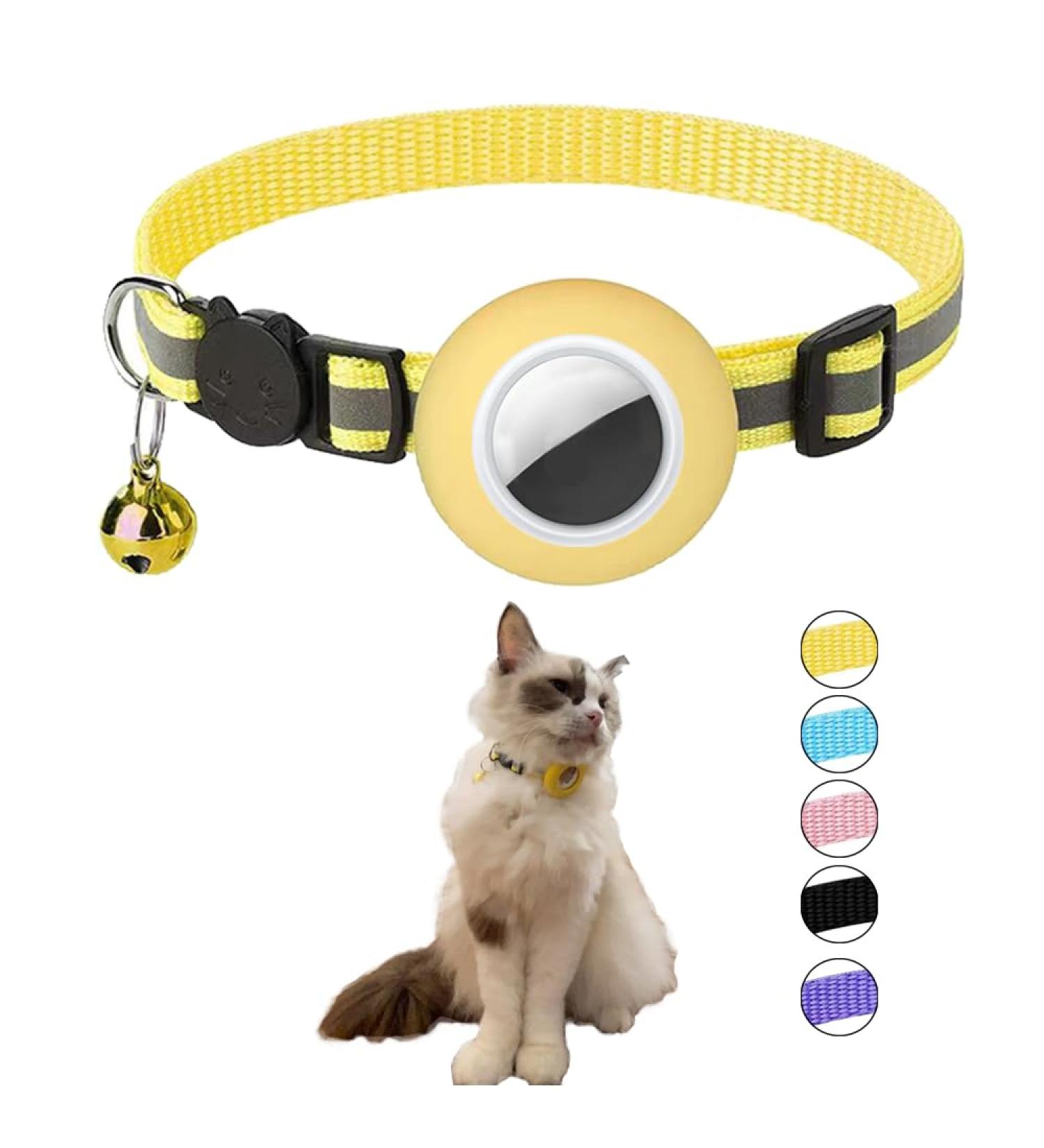 Hepplly Reflecting Airtag Cat Neck Band with Bell & Holder - Safe Stylish & Compatible for Kittens & Cats (Yellow) - Buy Online on GoSupps.com