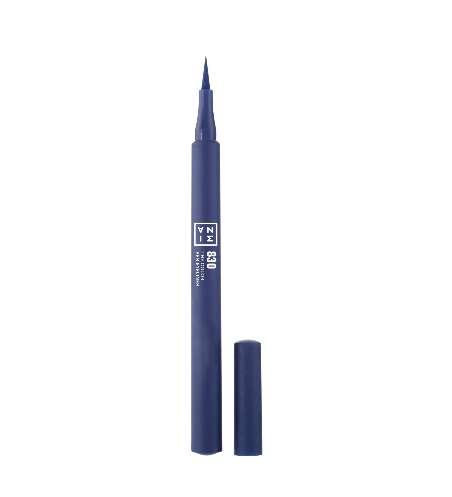 3ina Color Pen Eyeliner 830 - Dark Blue Liquid Liner | Longwear, Vibrant Matte Finish | Smudgeproof, Flake Proof | Cruelty Free, Paraben Free, Vegan | Navy Blue Makeup - Buy Online on GoSupps.com