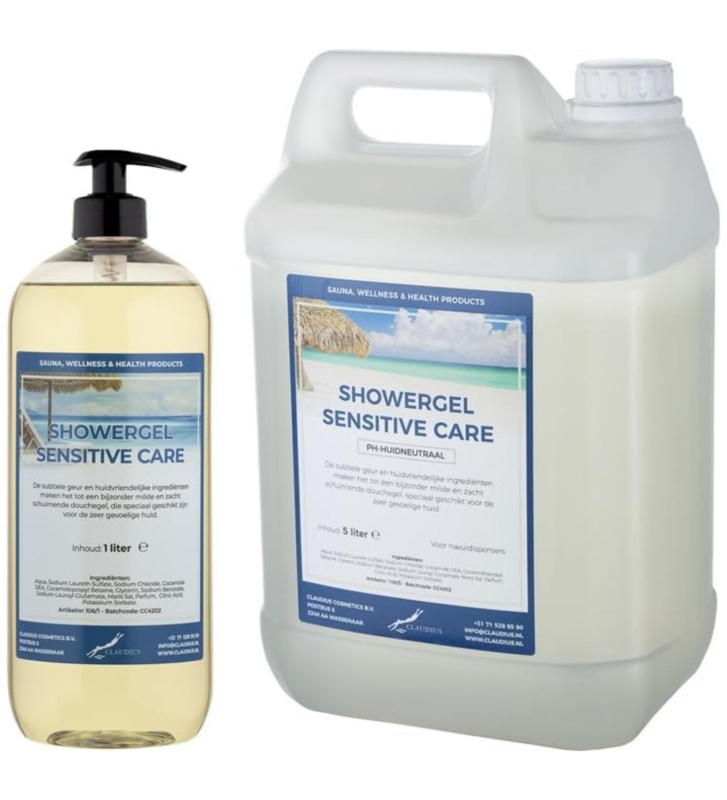Claudius Showergel Sensitive Care 5 liters + 1 liter with pump transparent